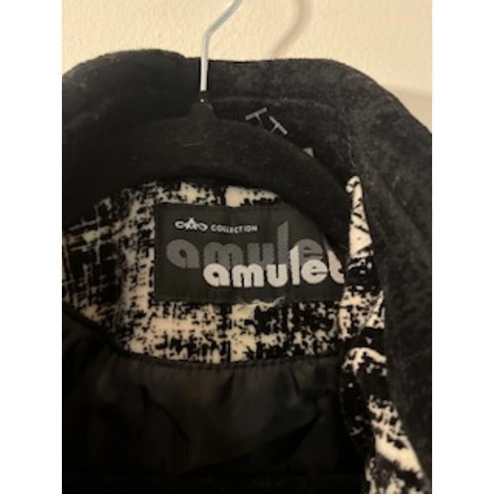 Designer Amulet Women's Black Velvet Plaid Long Coat Size M Size M / US 6-8 / IT 42-44 - 2 Thumbnail