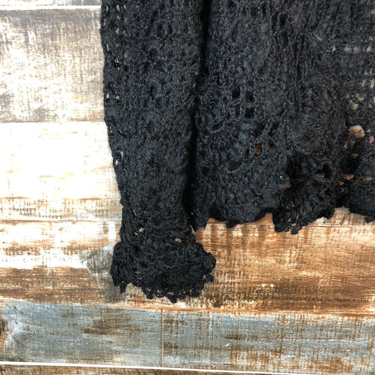 Handmade Japan vintage meshnet crochet Black knitwear #A2492 Size S / US 4 / IT 40 - 7 Thumbnail