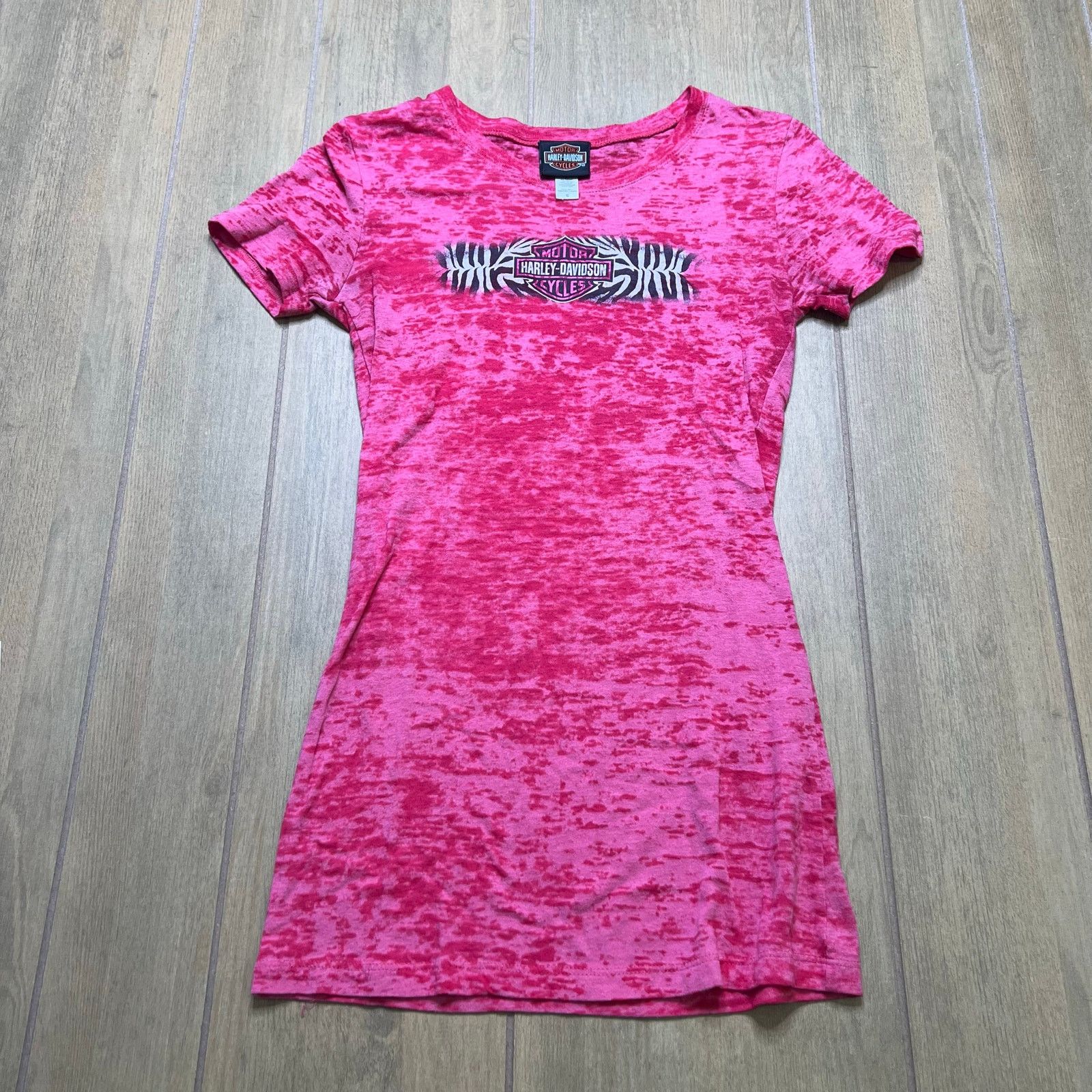 Harley Davidson Vintage Harley-Davidson pink burnout USA Women Sz Small Y2K Size S / US 4 / IT 40 - 1 Thumbnail