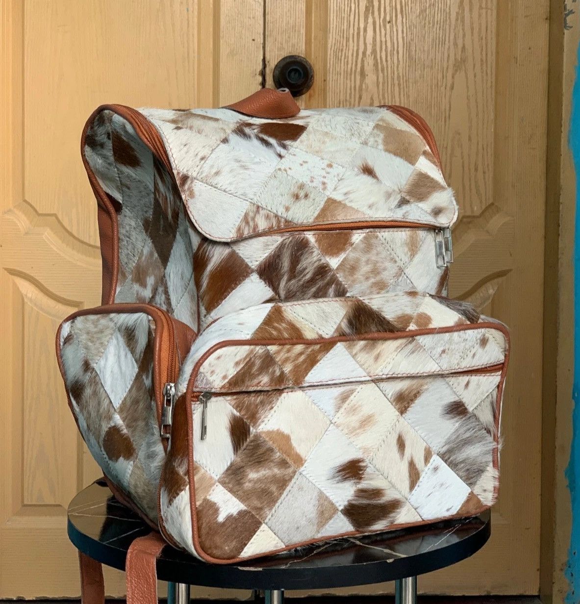 Other Cowhide Patchwork Backpack _ Western Diaper Backpack Unique Size ONE SIZE - 4 Thumbnail