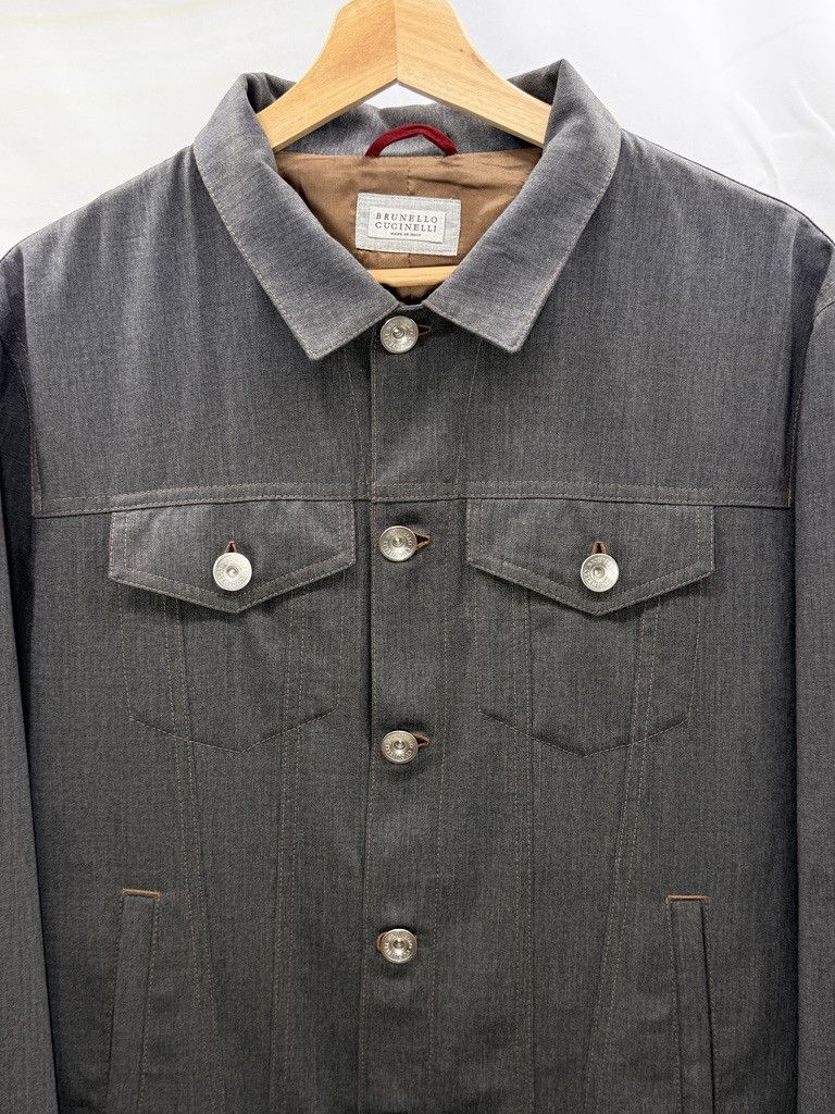 Brunello Cucinelli BRUNELLO CUCINELLI Wool Denim Bomber Grey Jacket Size US M / EU 48-50 / 2 - 2 Thumbnail
