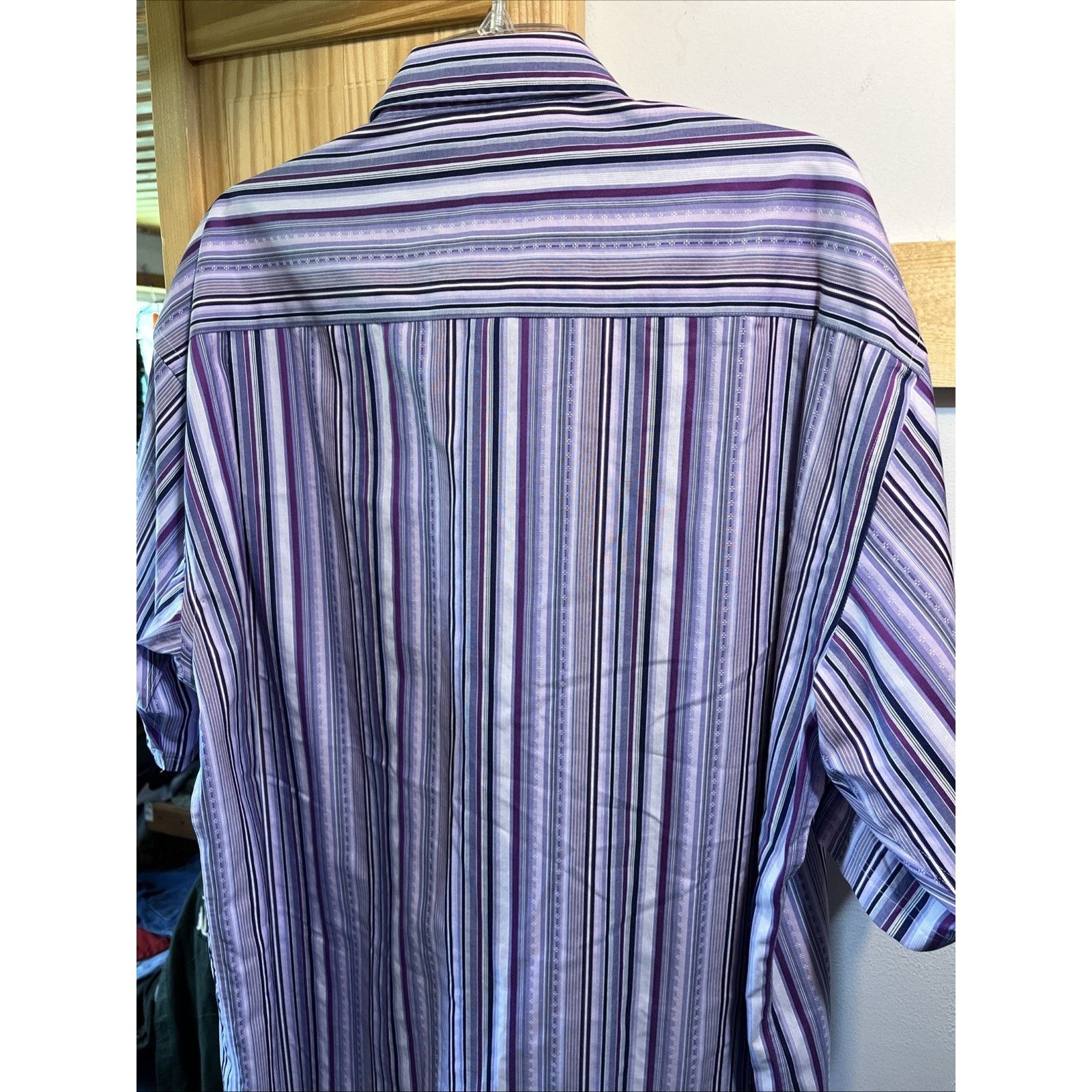 Enro ENRO Vintage Men’s XL Purple Striped SS Button Cotton Shirt Size US L / EU 52-54 / 3 - 10 Thumbnail