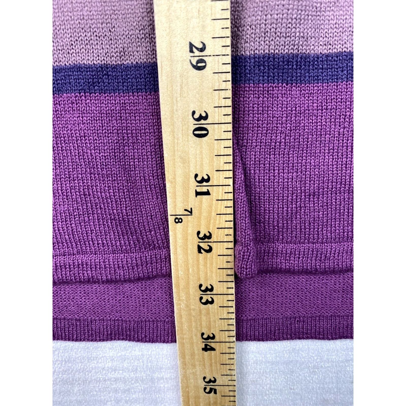 Vintage Evelyn Taylor Sweater Womens 2X Purple Striped Pullover V Neck Thin Stretchy NWT Size XXL / US 16-18 / IT 52-54 - 6 Thumbnail