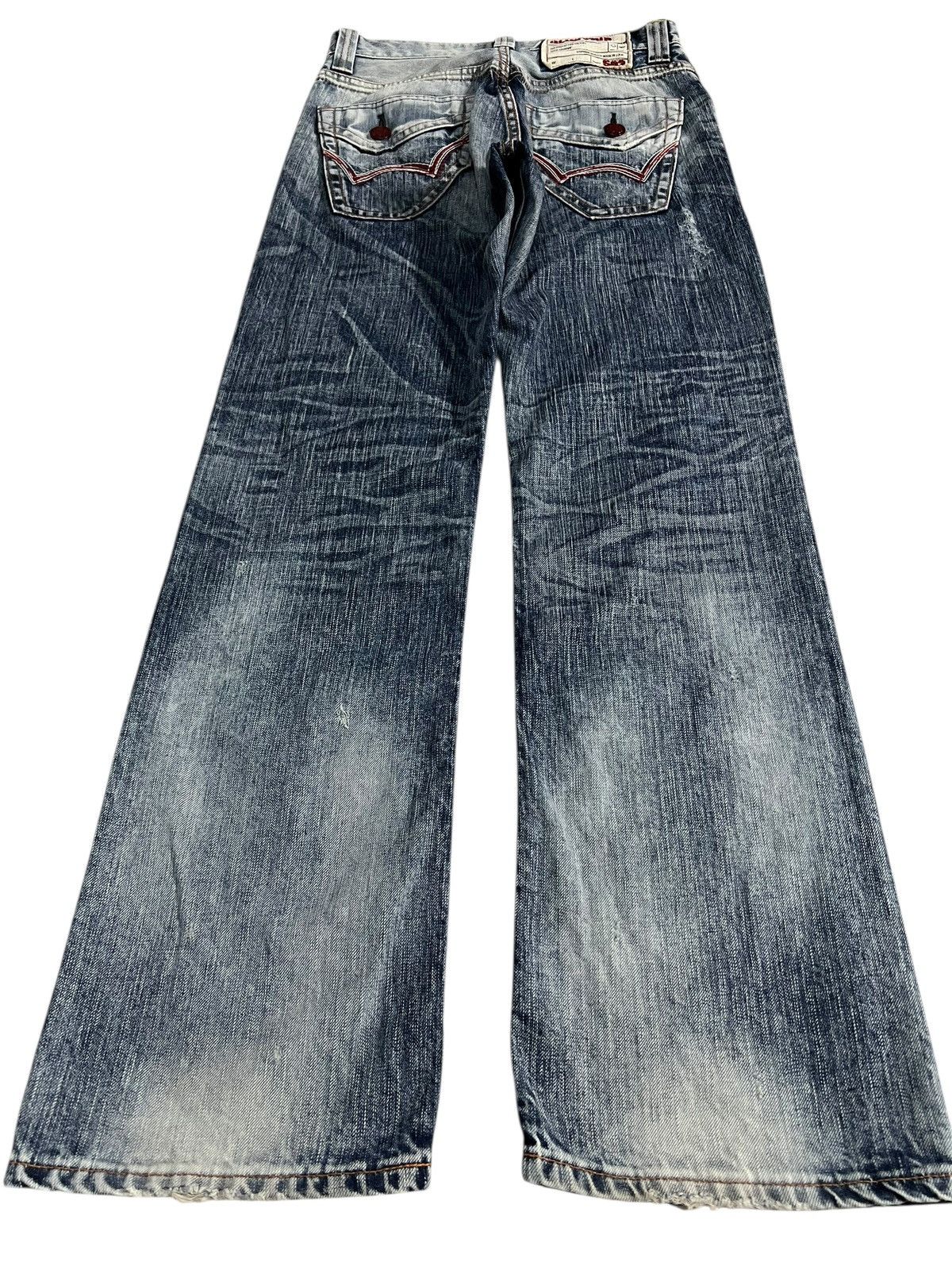 Edwin Flare Jean Edwin 503 Blue Trip Faded Distress Japan Style Size US 29 - 2 Thumbnail