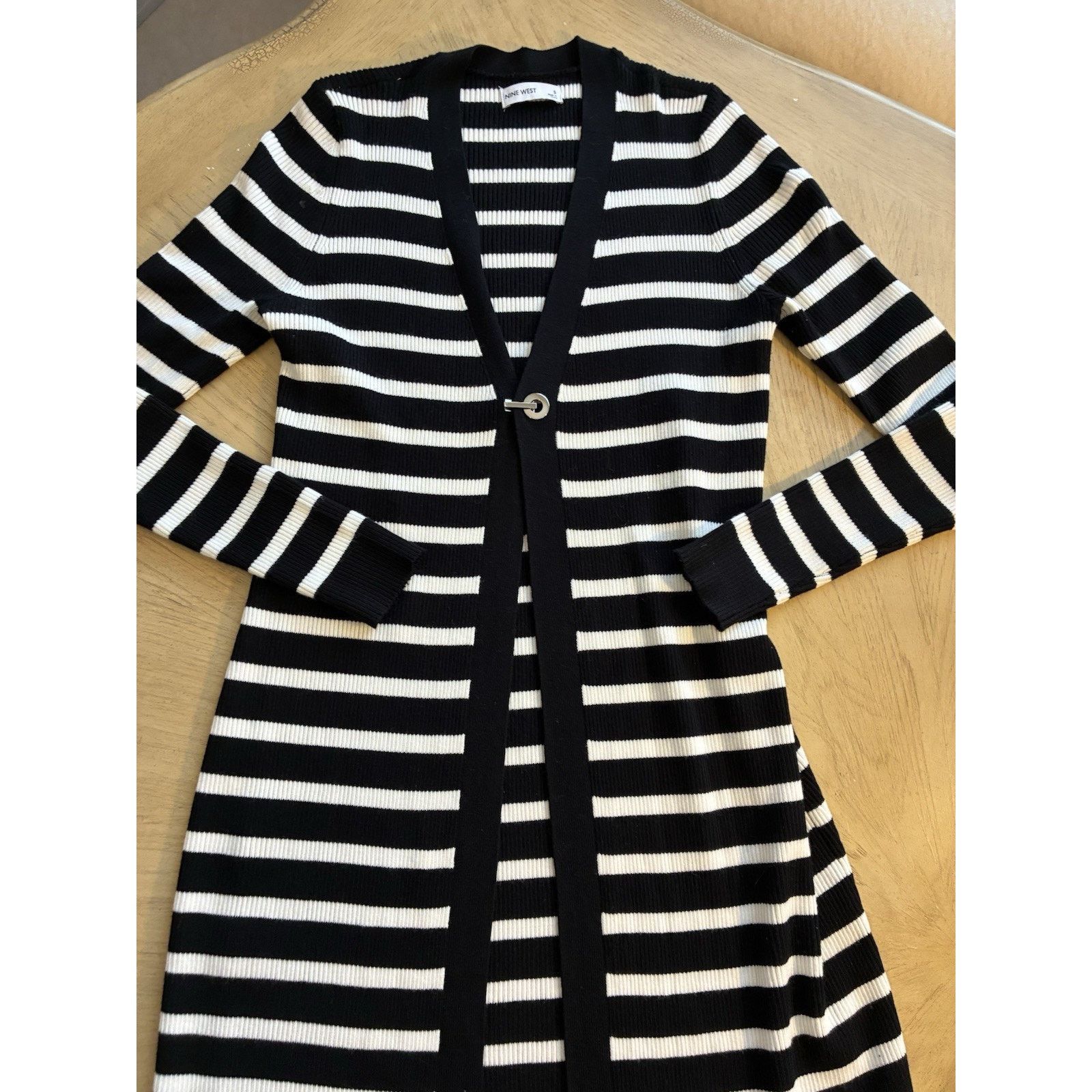 Nine West Striped Long Duster Cardigan Quiet Luxury Minimalist S Size S / US 4 / IT 40 - 13 Thumbnail