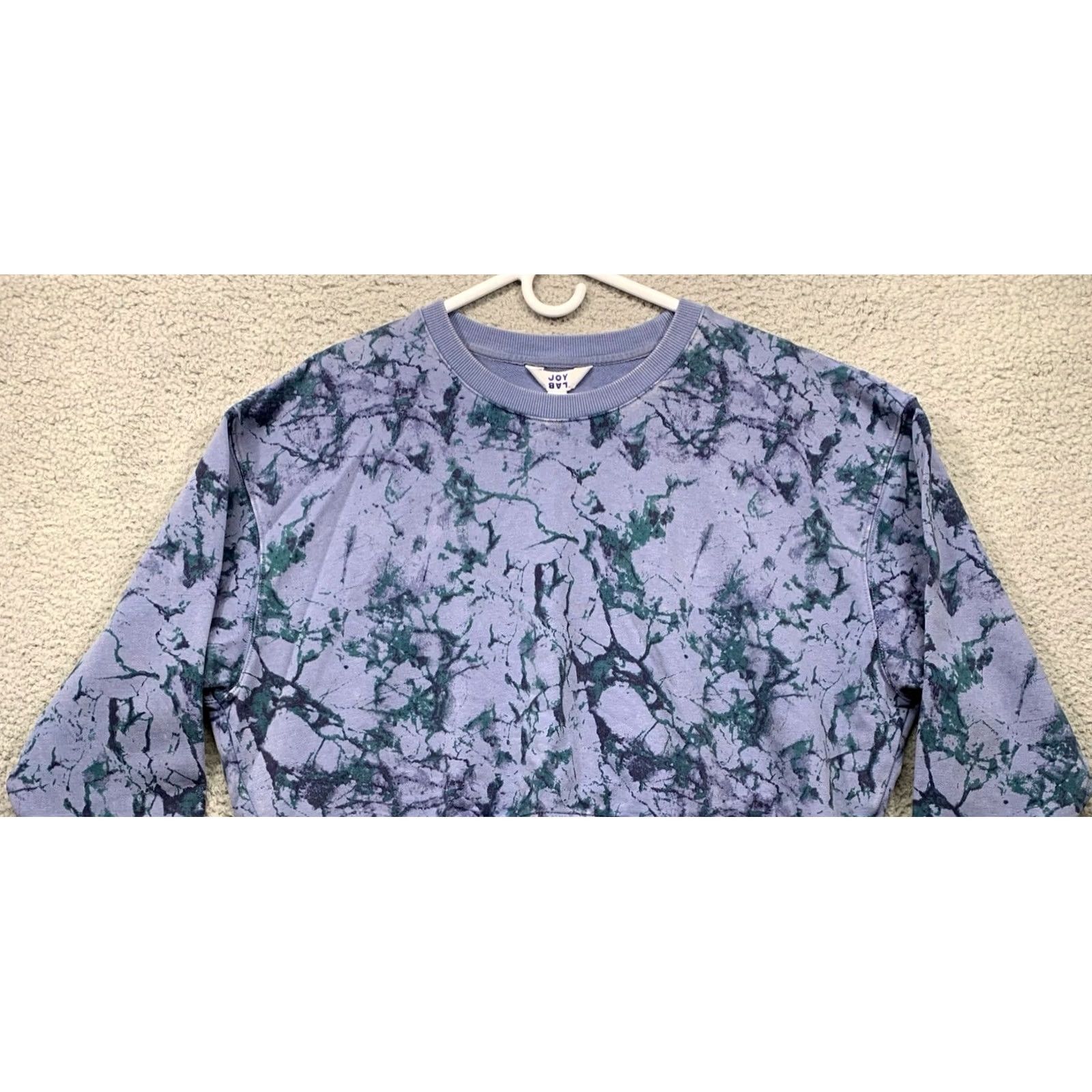 Vintage Joy Lab Women's Cropped Sweatshirt Large Infinity Marble Blue Long Sleeve Crew Neck Pullover All Seasons Easy Care Relaxed NWOT Size L / US 10 / IT 46 - 2 Thumbnail