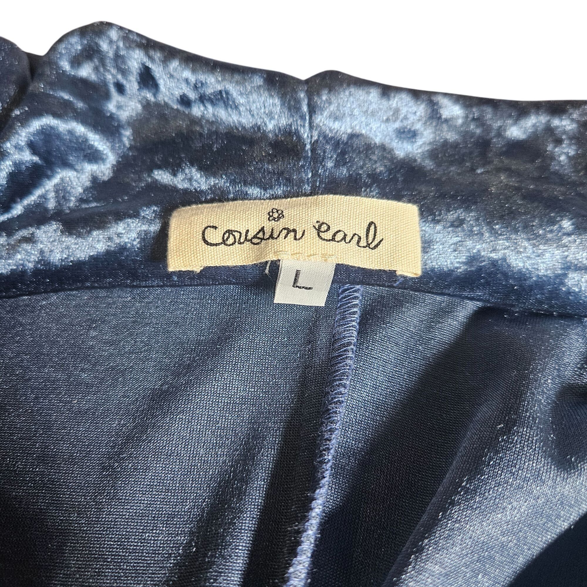 Anthropologie Cousin Earl Crushed Velvet Cowl Top Blue Large Metallic Glam Size L / US 10 / IT 46 - 4 Thumbnail