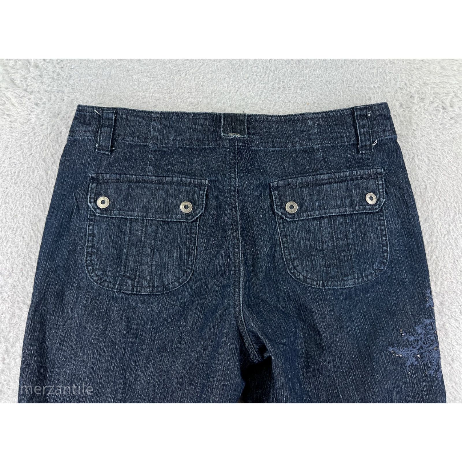 Vintage Buckle Shorts Womens 29 Blue Denim Capri Distressed Stretch 5-Pocket Casual Womens Size 29" - 5 Thumbnail
