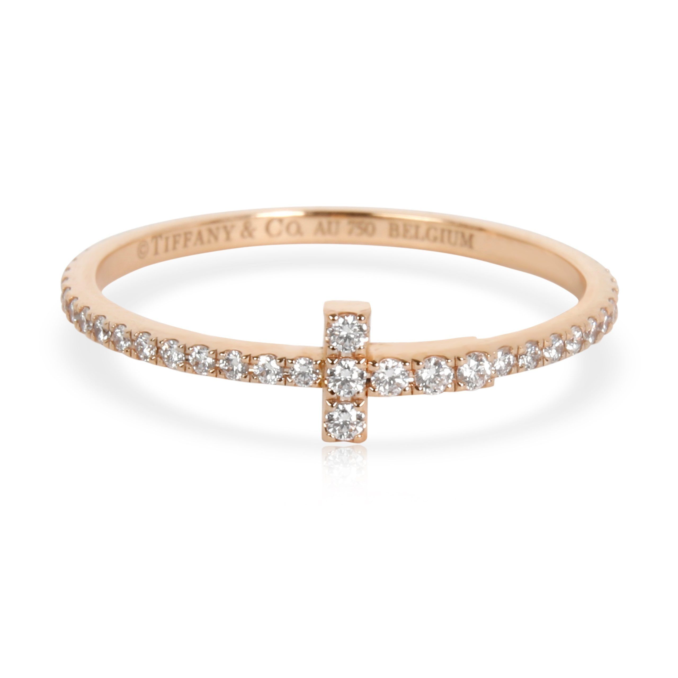 image of Tiffany Co Tiffany & Co. Tiffany T Diamond Eternity Ring In 18K Pink Gold 0.2 Ctw, Women's