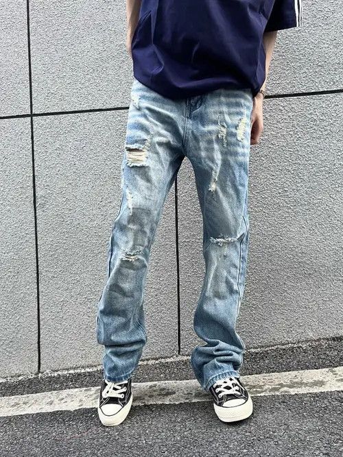 Other Yuuko x Ema Blue Distressed Stacked Denim Jeans Size US 32 / EU 48 - 7 Thumbnail