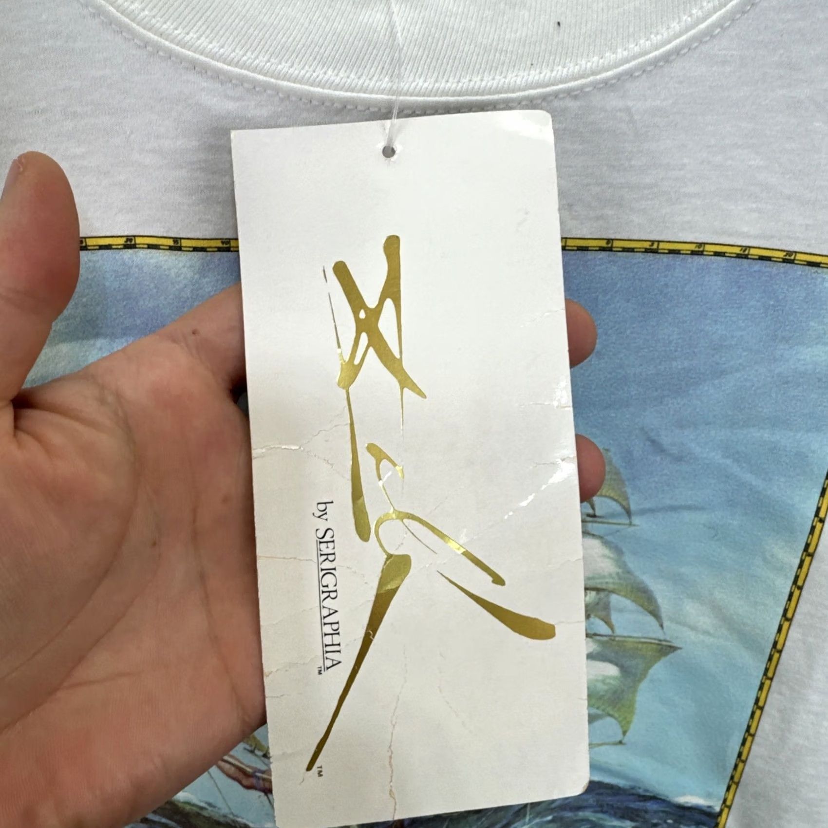Jerzees Vintage Salvador Dali The Ship T Shirt XL Men White Graphic 1990s Surreal Deadstock Rare Early Jerzees Shirt Size US XL / EU 56 / 4 - 4 Thumbnail