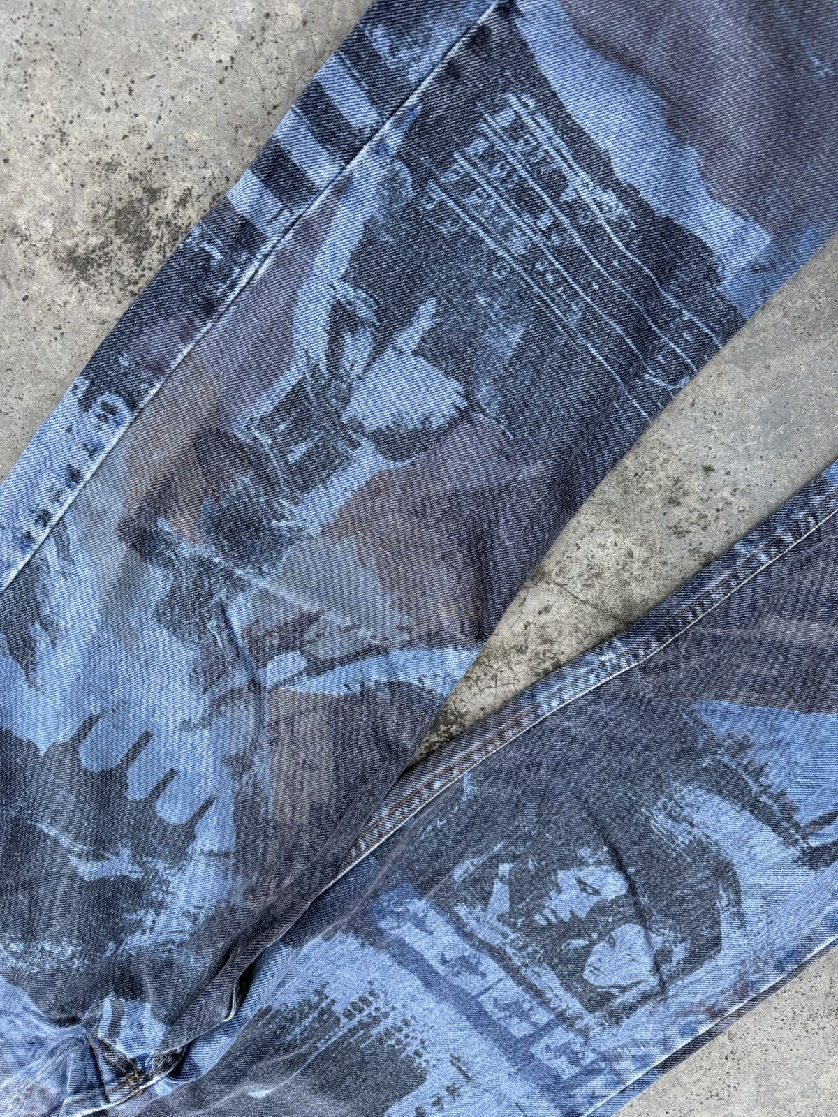 Katharine Hamnett London RARE Design🔥Vintage Katharine Hammett printed denim jeans Size US 31 - 11 Thumbnail