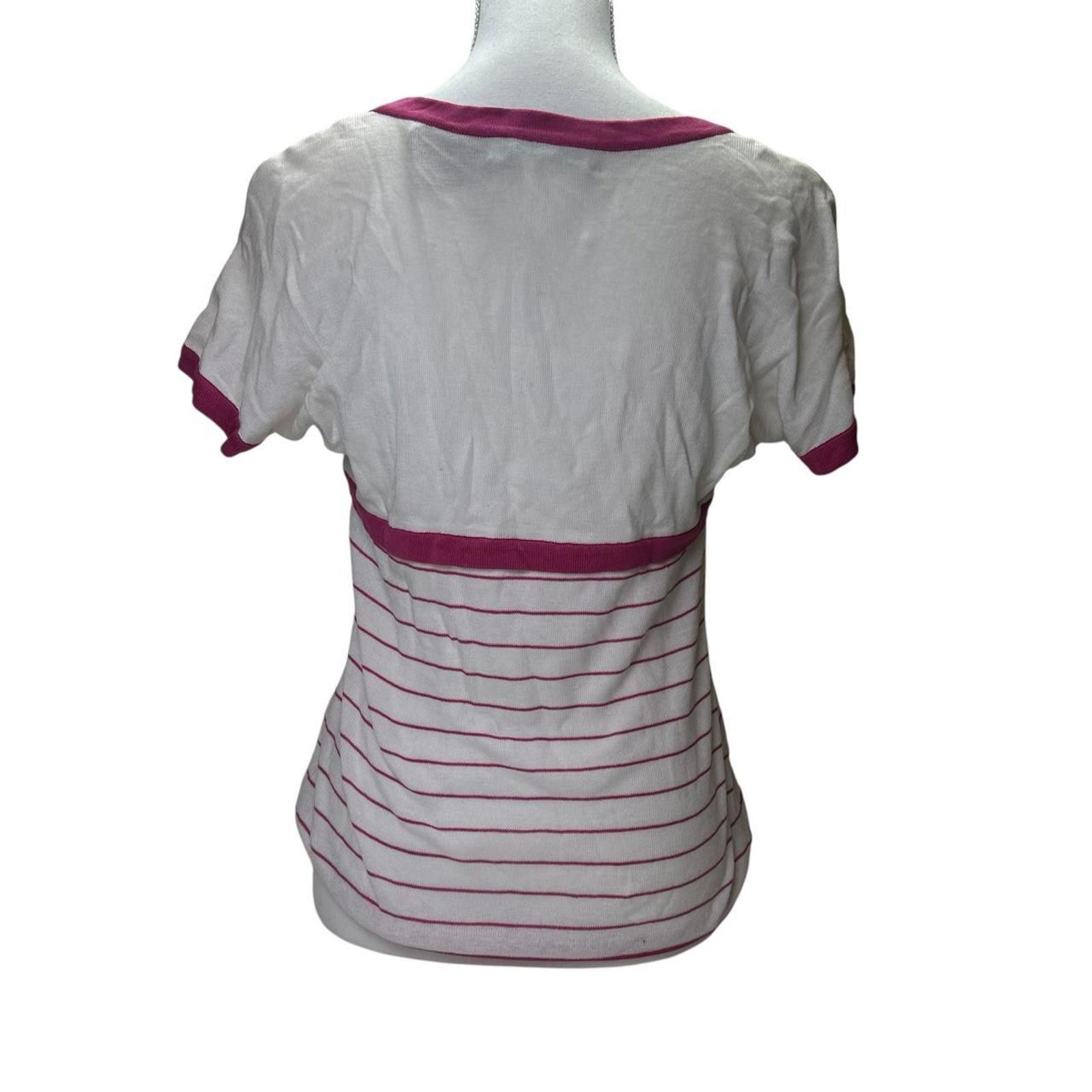 Christian Dior Monsieur Christian Dior Women's Pink and White Blous Size ONE SIZE - 3 Thumbnail