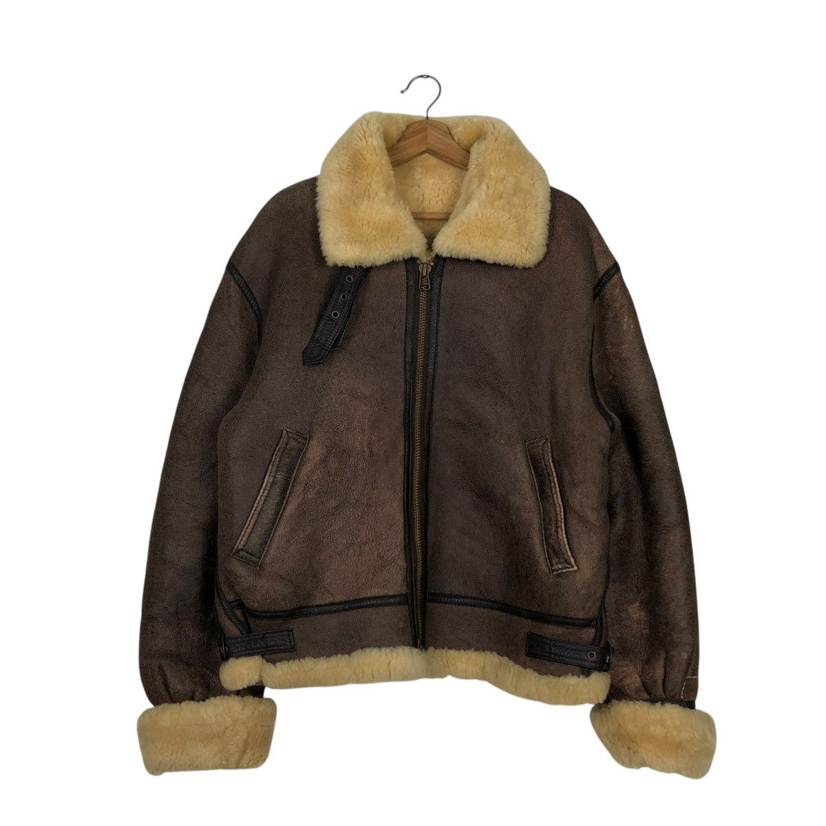 Vintage 🔥VINTAGE GENUINE LEATHER SHEARLING B-3 JACKET AIR FORCE Size US L / EU 52-54 / 3 - 3 Thumbnail