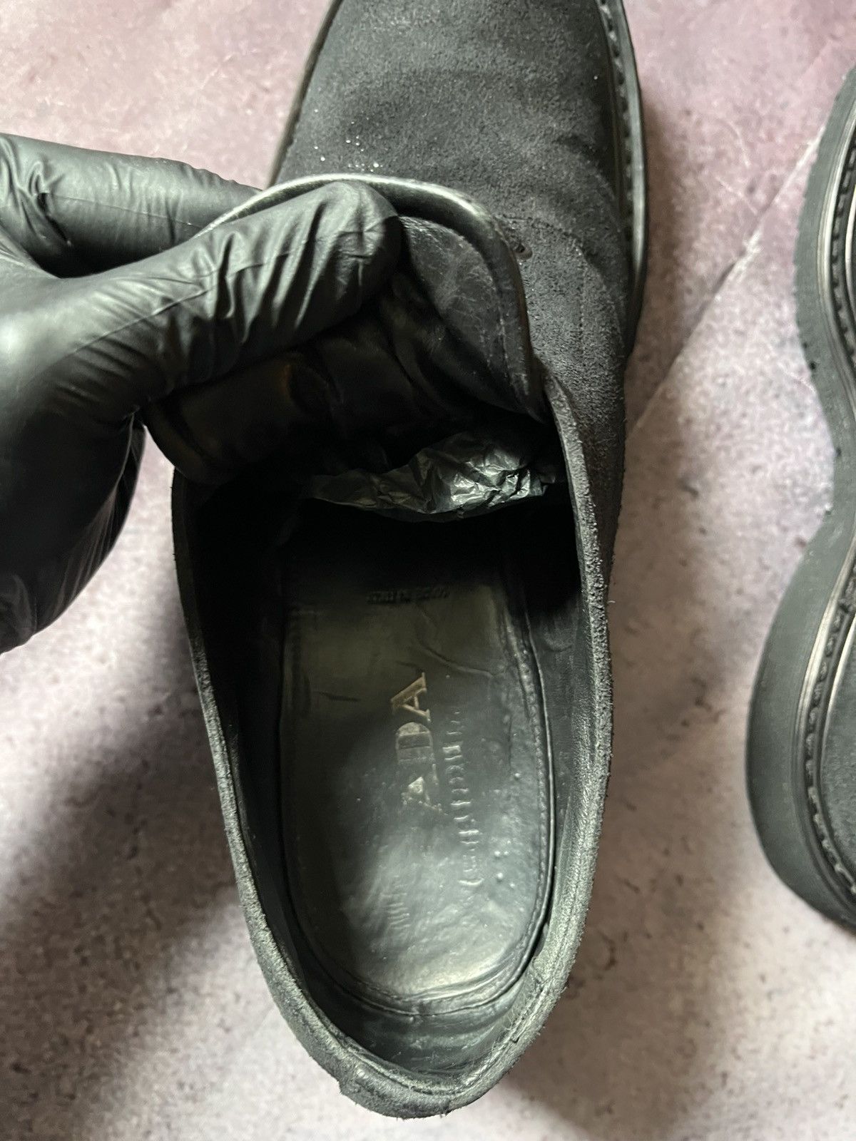 Prada Prada Men's Black Suede Platform Oxfords Size US 10.5 / EU 43-44 - 6 Thumbnail