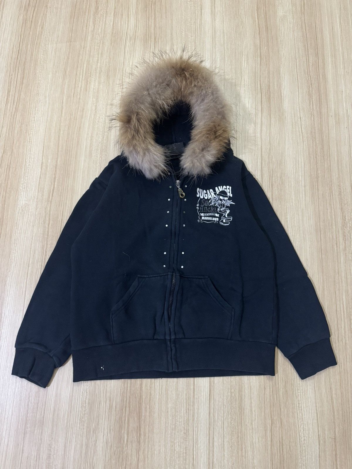 Japanese Brand FUR HOODIE BY SUGAR ANGEL MARVELOUS BLUE RELIGION Size S / US 4 / IT 40 - 3 Thumbnail