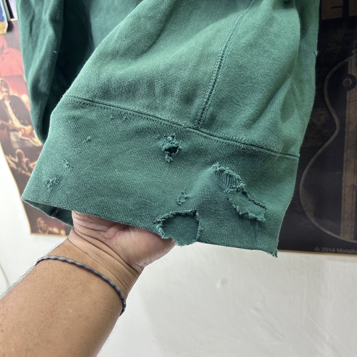 Champion Vintage Champion Two Colour Green/Grey Distressed Hoodie Size US M / EU 48-50 / 2 - 12 Thumbnail