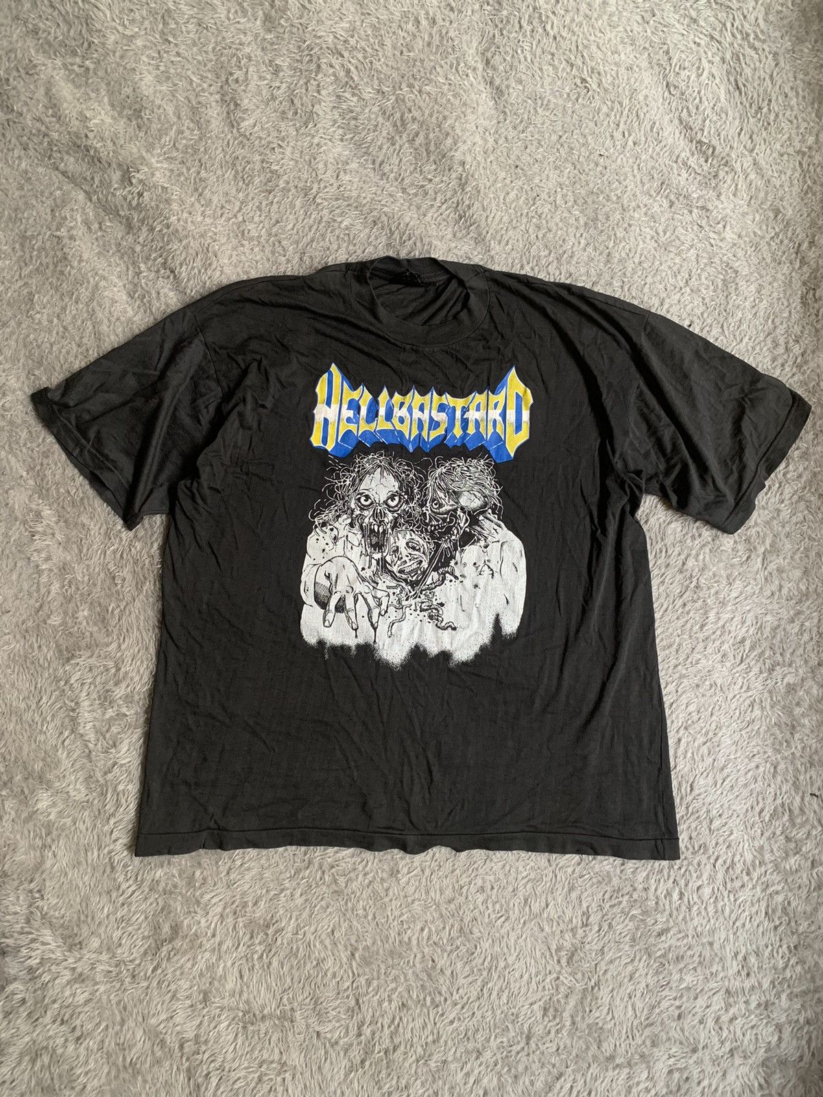 Band Tees Very Rare Vintage 90s Hellbastard Natural Order Tee Size US XL / EU 56 / 4 - 1 Thumbnail