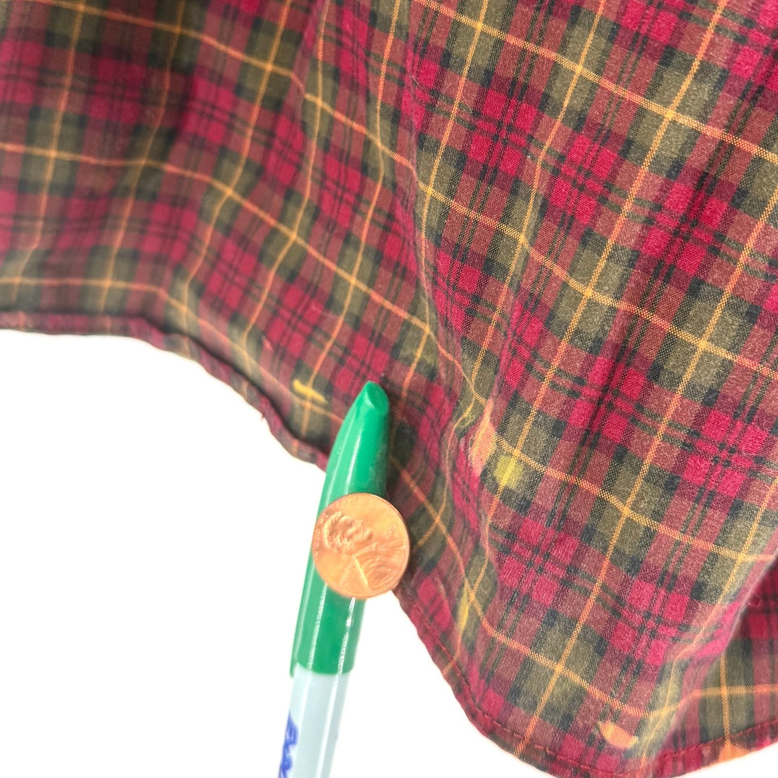 L.L. Bean Vintage Y2K Red Olive Green Plaid 100% Cotton Workshirt Size US XL / EU 56 / 4 - 7 Thumbnail