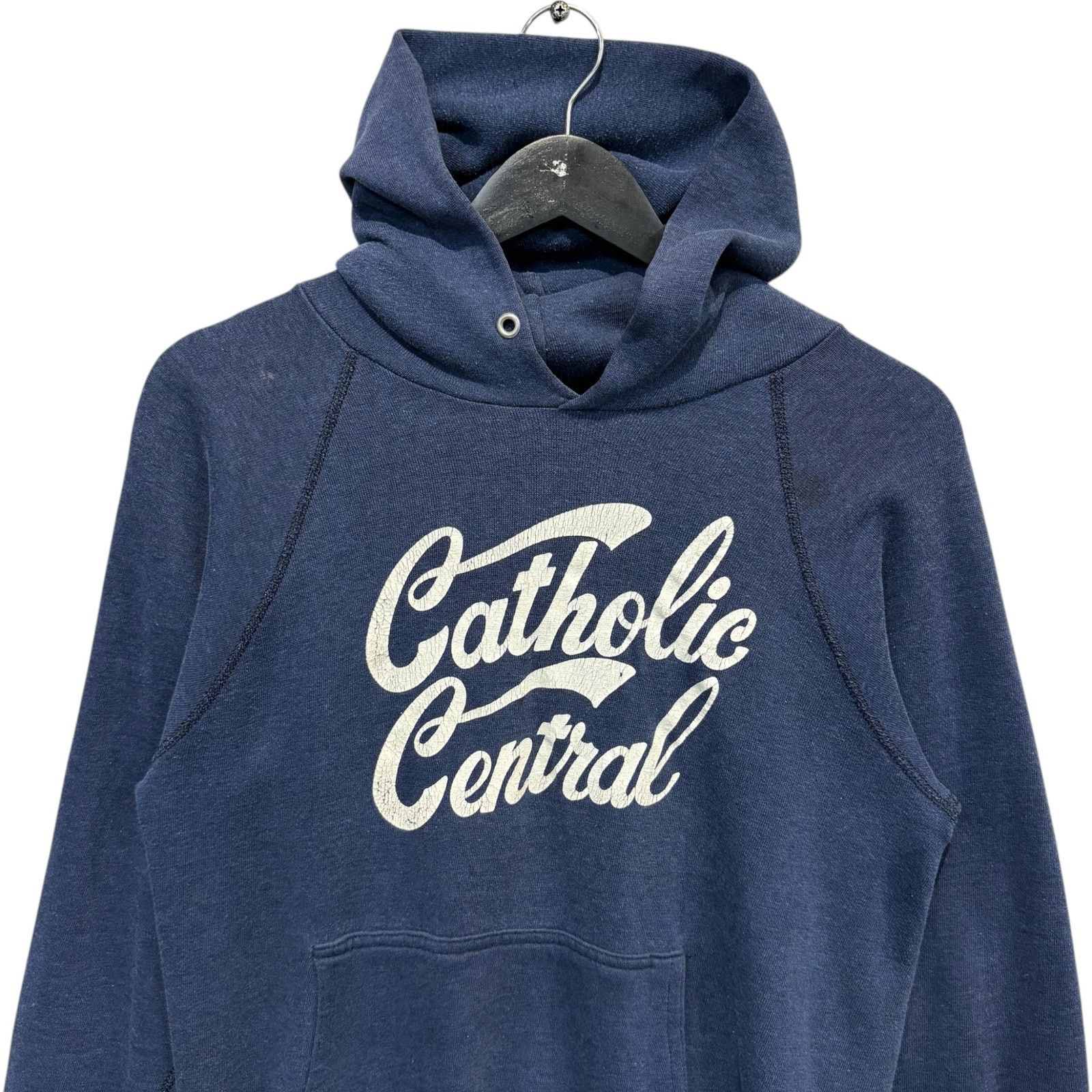 Tultex Vintage Catholic Central Spellout Hoodie 90s Medium Size US M / EU 48-50 / 2 - 2 Thumbnail