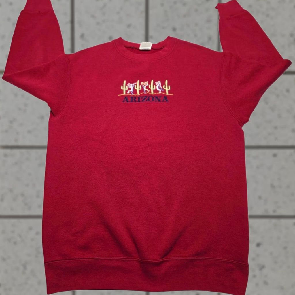 Fruit Of The Loom VINTAGE Arizona Sweatshirt Maroon Cactus Native Desert Embroidered Men's Medium Size US M / EU 48-50 / 2 - 1 Thumbnail