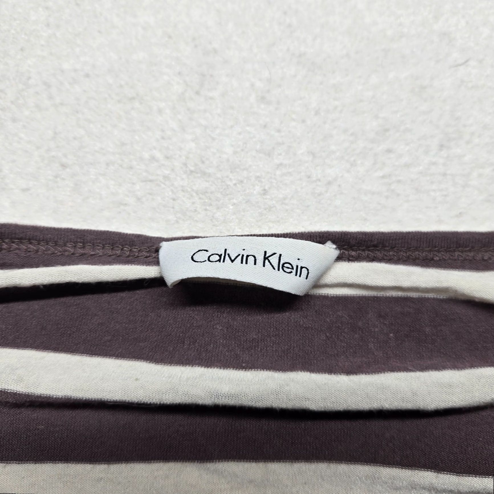 Calvin Klein CALVIN KLEIN Dress Striped Jersey Brown White Short Sleeve Pullover Women's S Small Multicolor Size S / US 4 / IT 40 - 3 Thumbnail