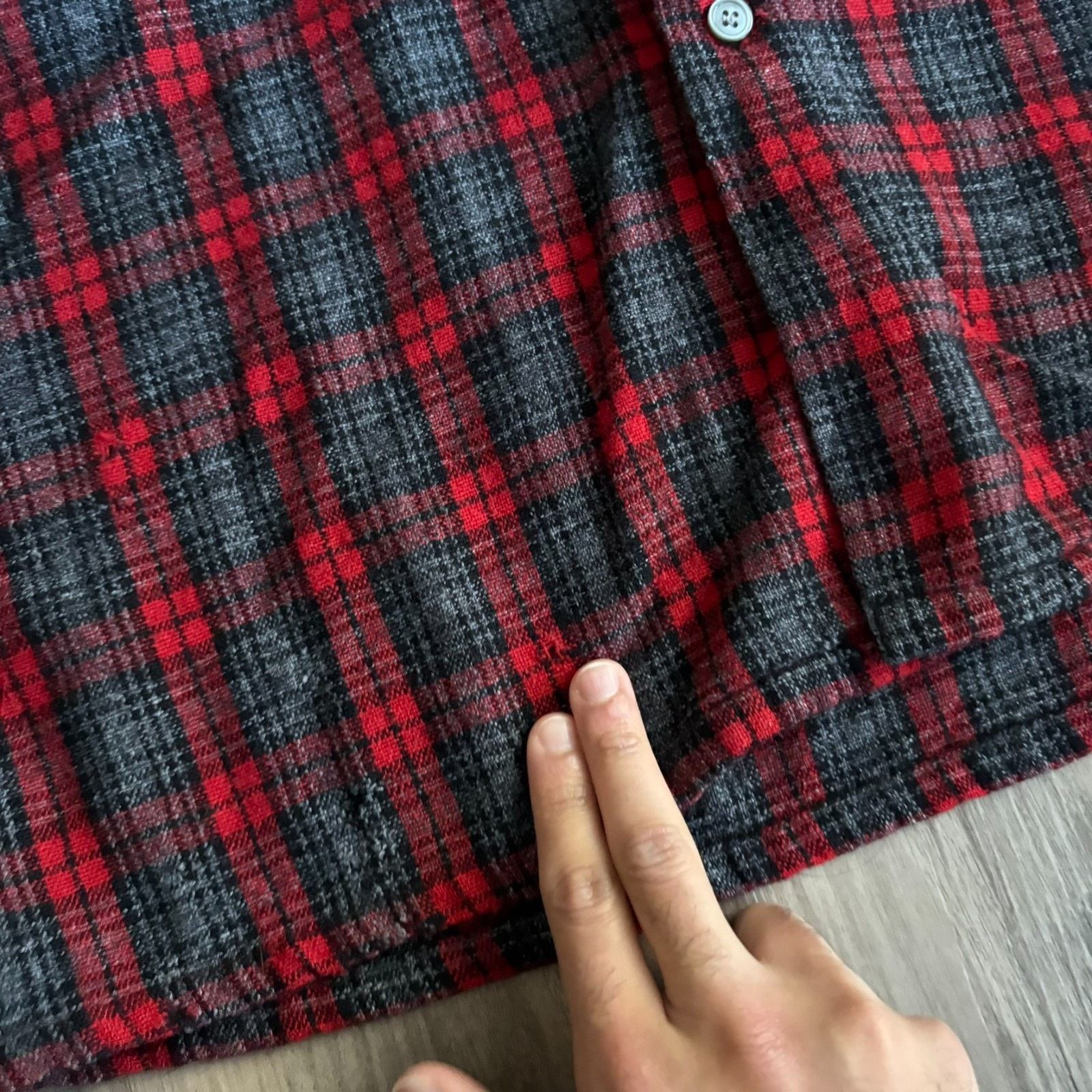 Vintage Vintage 1950s Loop Collar Flannel Wool Shirt Men's Size L Size US L / EU 52-54 / 3 - 8 Thumbnail