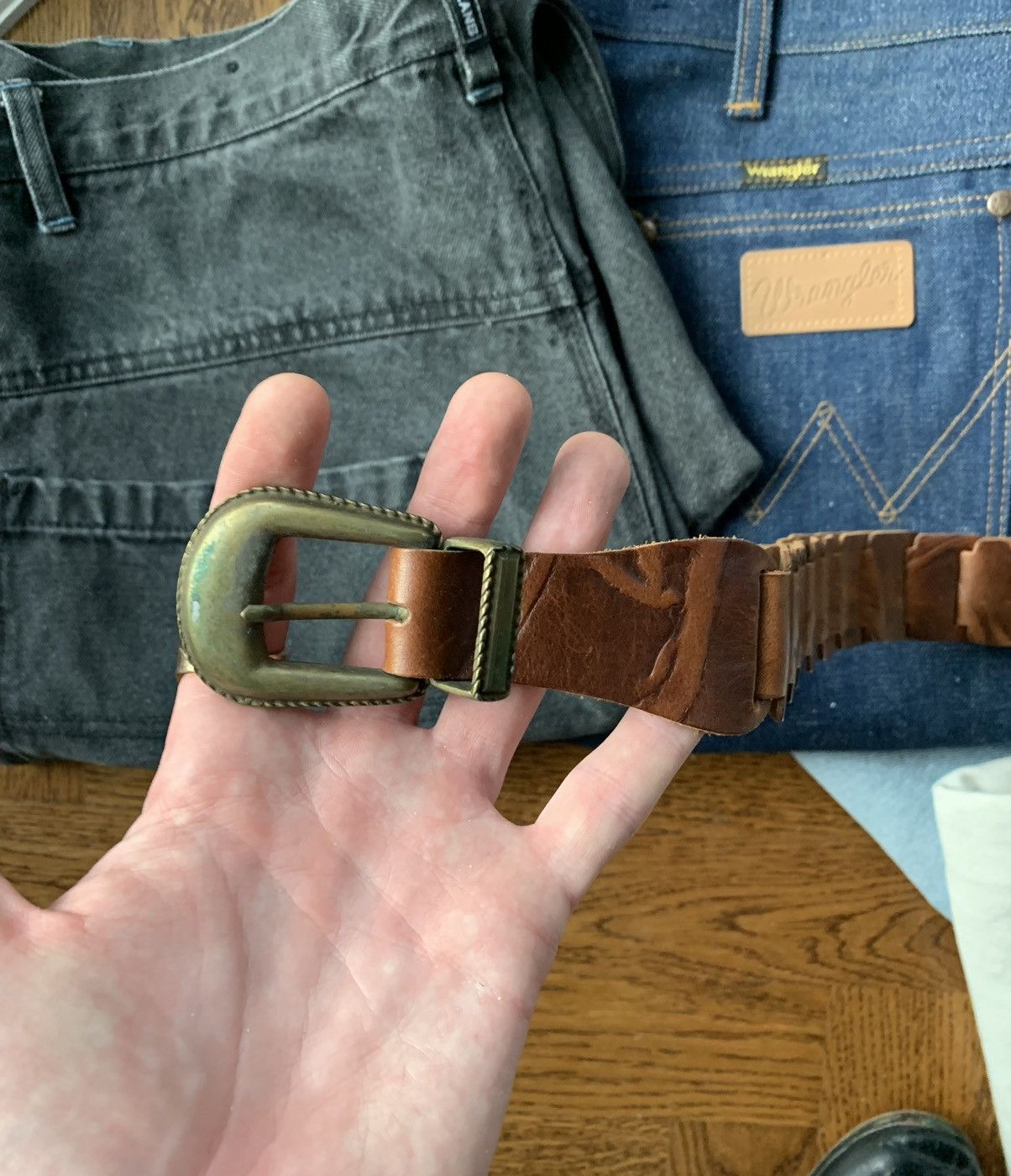 Other × Vintage Vintage Made in Italy Brown Leather Belt Braided Link Medium Size ONE SIZE - 5 Thumbnail