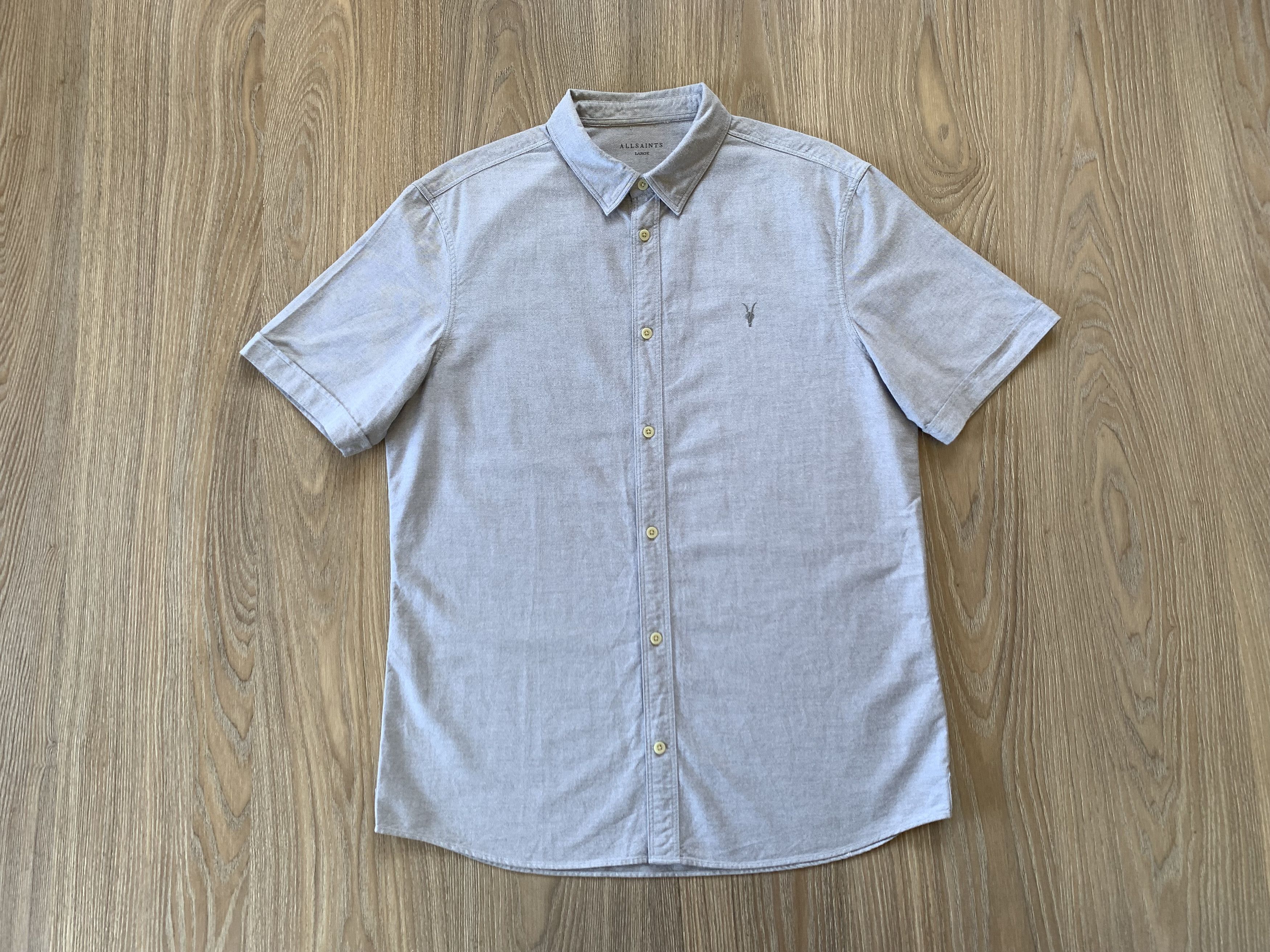 Allsaints Allsaints Cotton Grey Short Sleeve Shirt Size US L / EU 52-54 / 3 - 2 Thumbnail