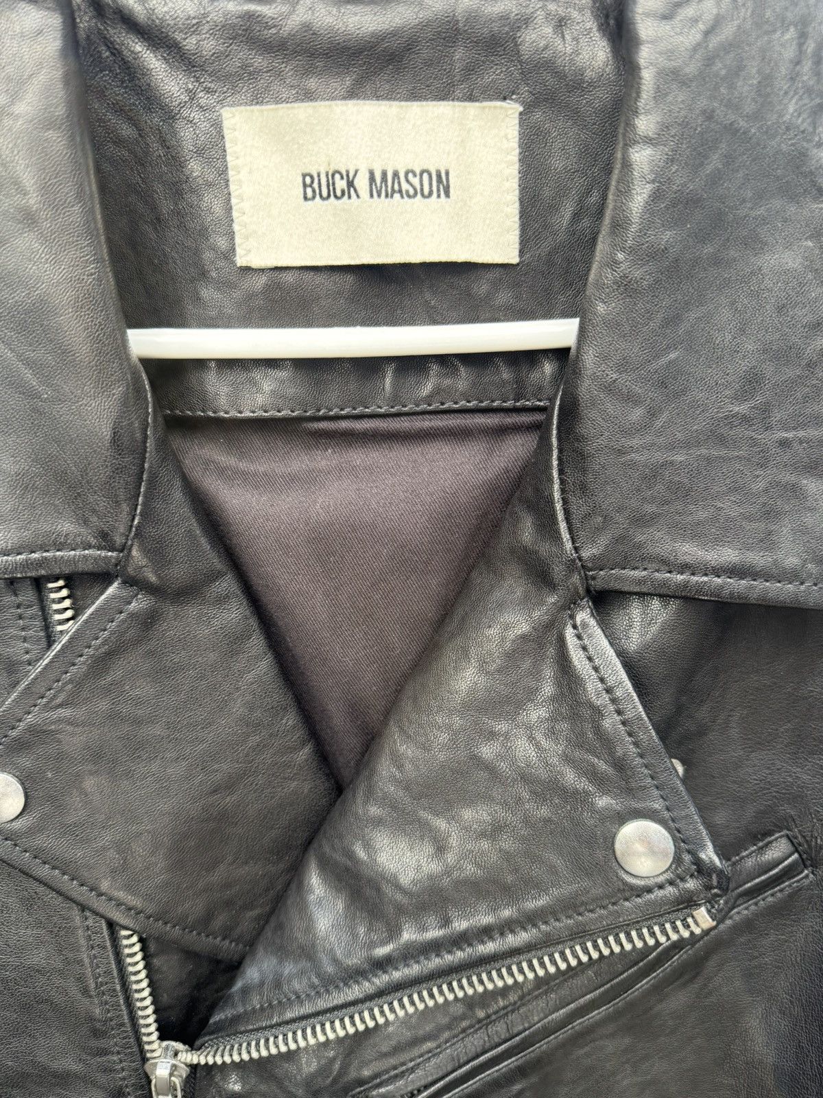 Buck Mason Leather Biker Jacket in Black, Men's (Size Xl)