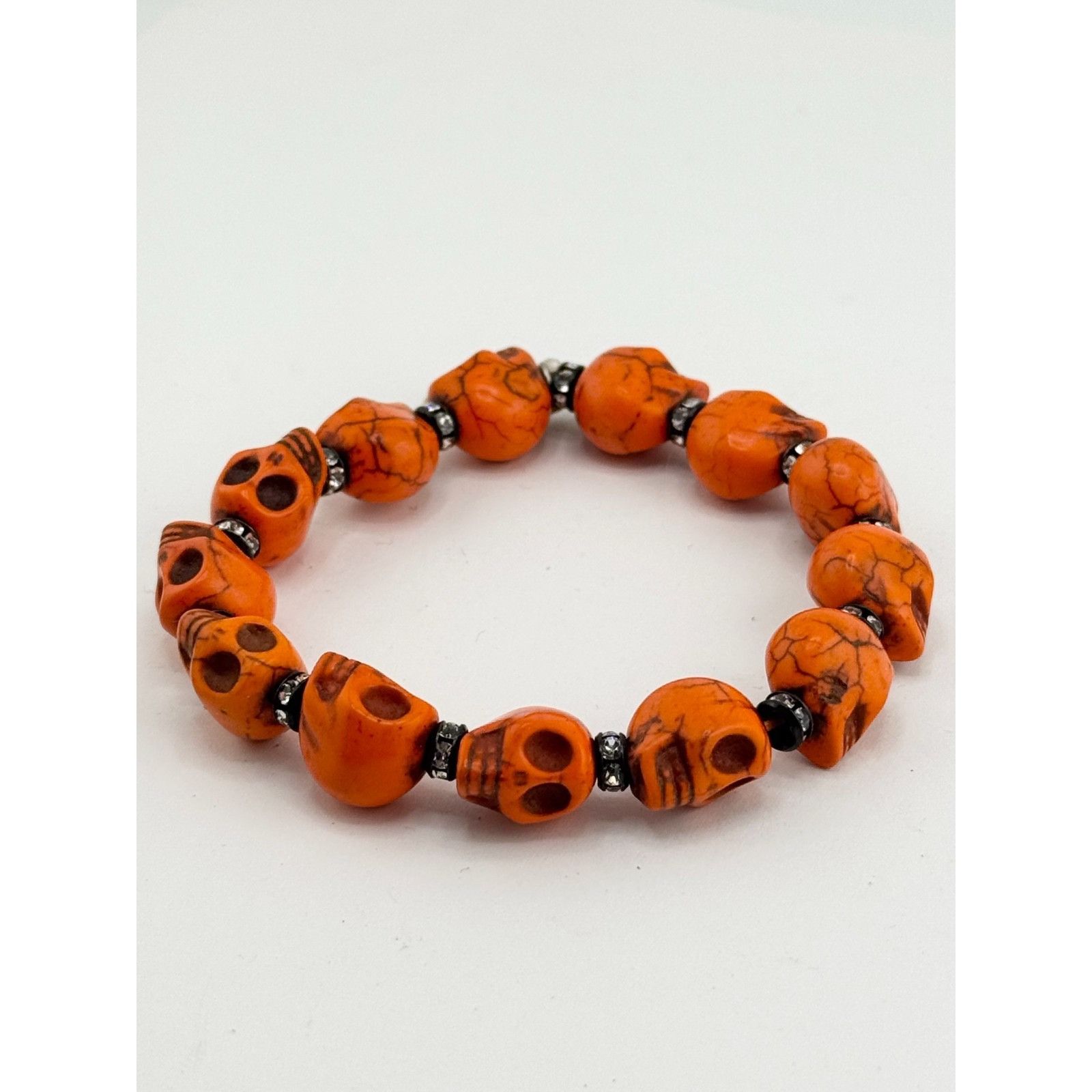 Vintage Vintage Orange Howlite stone skull Halloween rhinestone stre Size ONE SIZE - 2 Thumbnail
