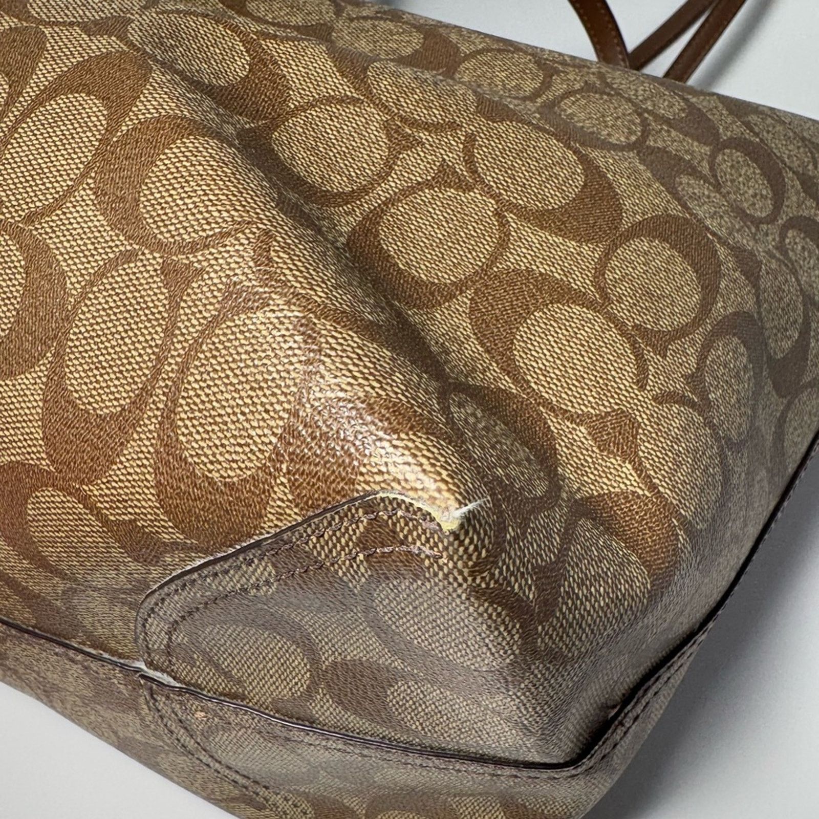Coach Coach City Tote Brown Monogram Canvas Leather Tote #5696 Size ONE SIZE - 10 Thumbnail