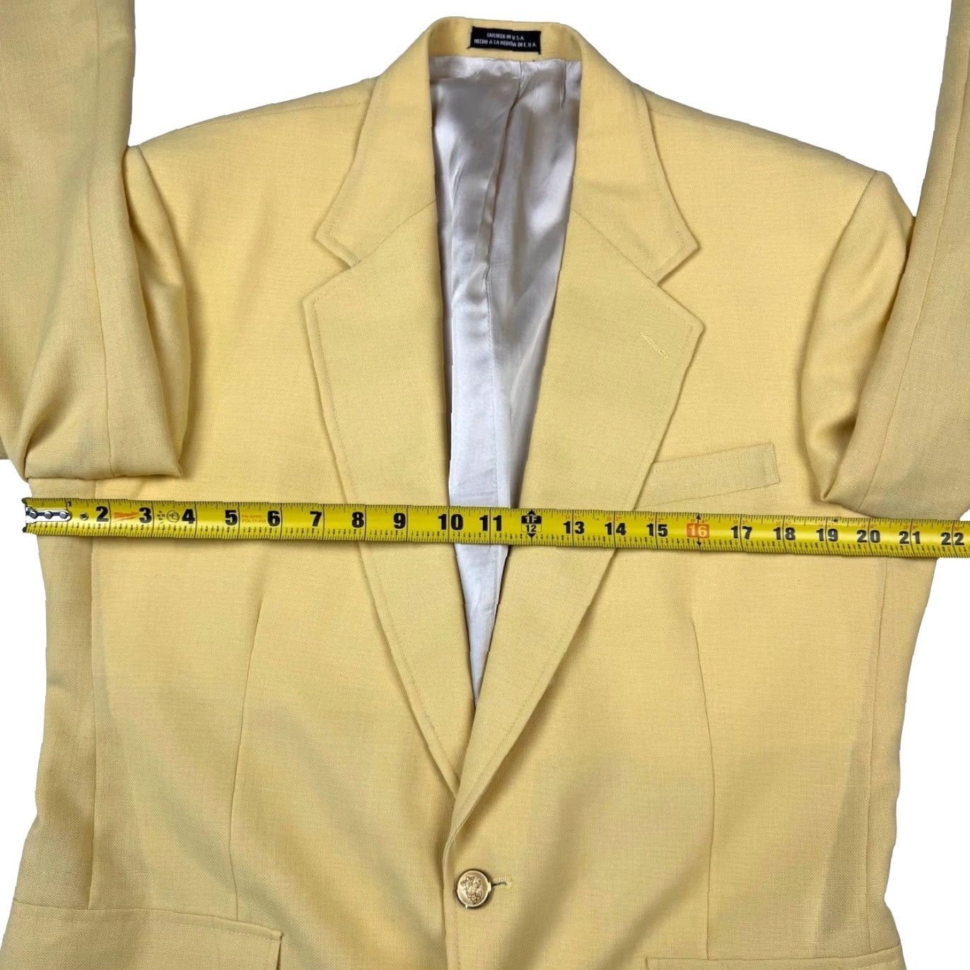 Stafford Stafford Men's Blazer 40R Yellow Polyester Blend Gold Button 2-Button Size 40R - 7 Thumbnail