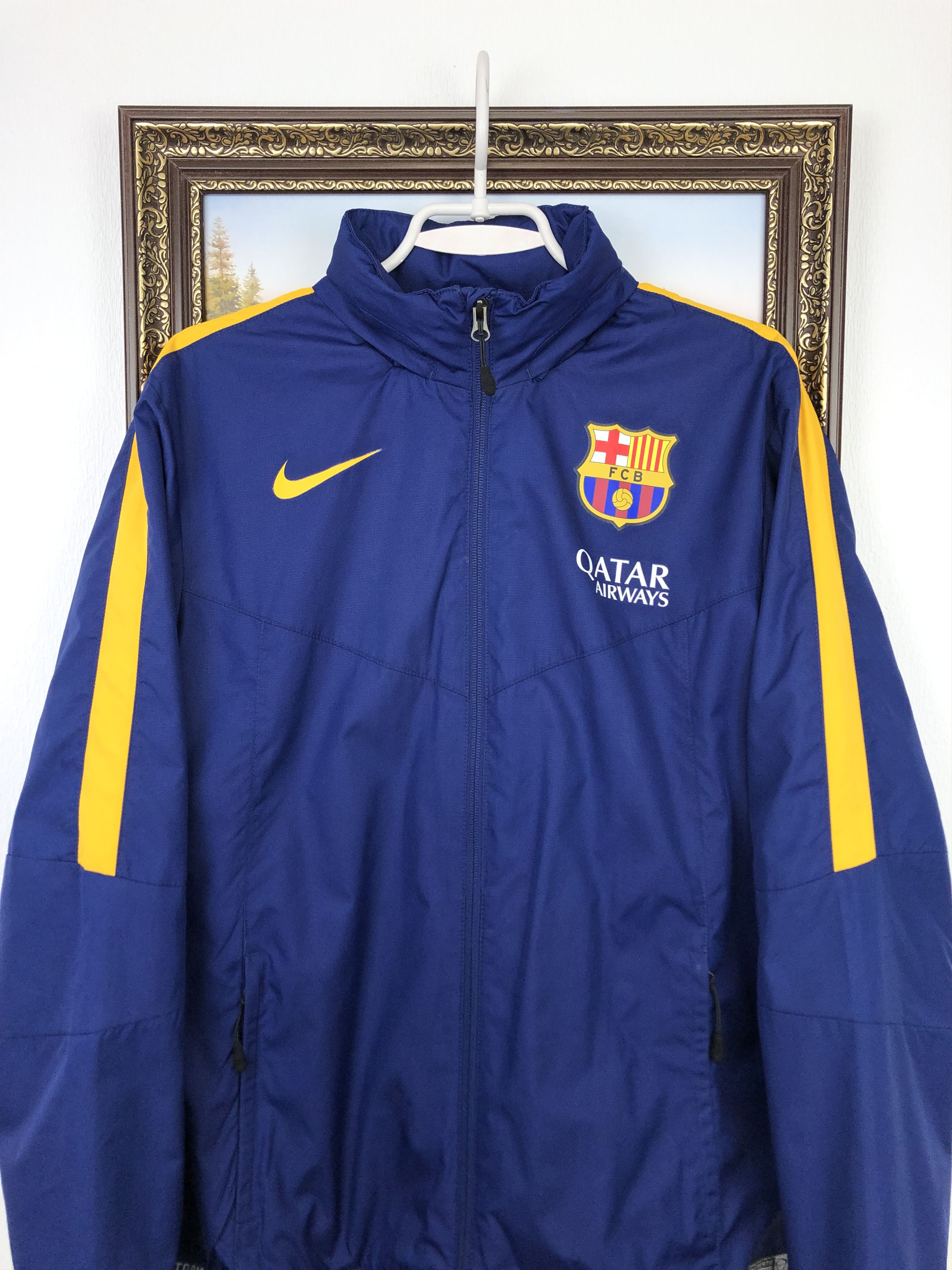 Nike FC barcelona Football Jacket Soccer Top Zip Hooded