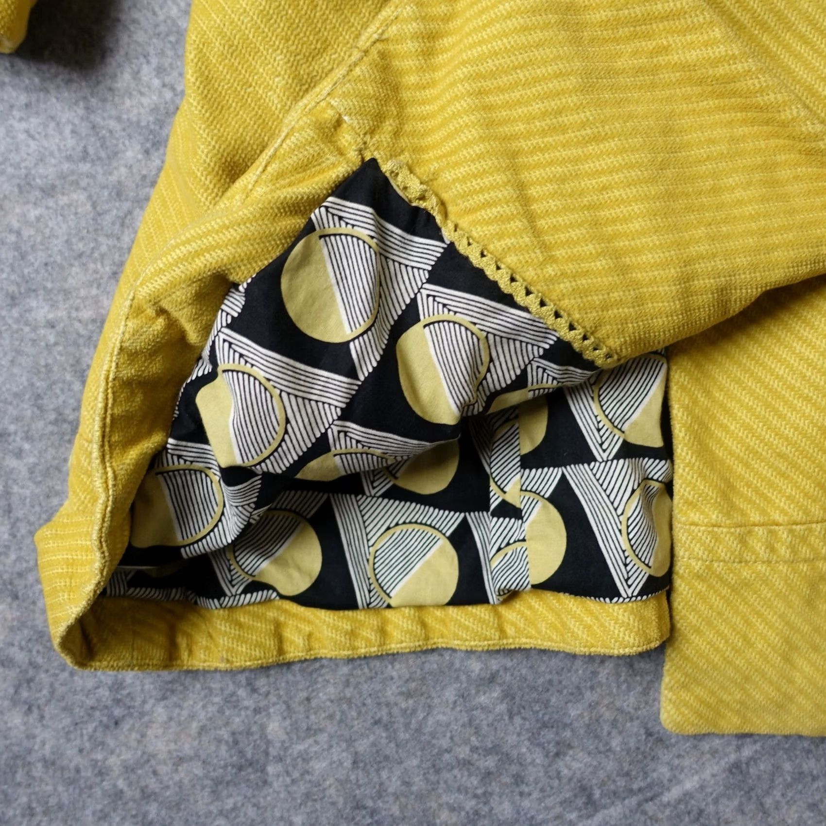 Anthropologie Elevenses Jacket Mens 4 Yellow Trench Coat Corduroy VTG Pattern Solid Long Sleeve Button Zip Casual Travel All Seasons Pockets 90s Classic Size S / US 4 / IT 40 - 5 Thumbnail