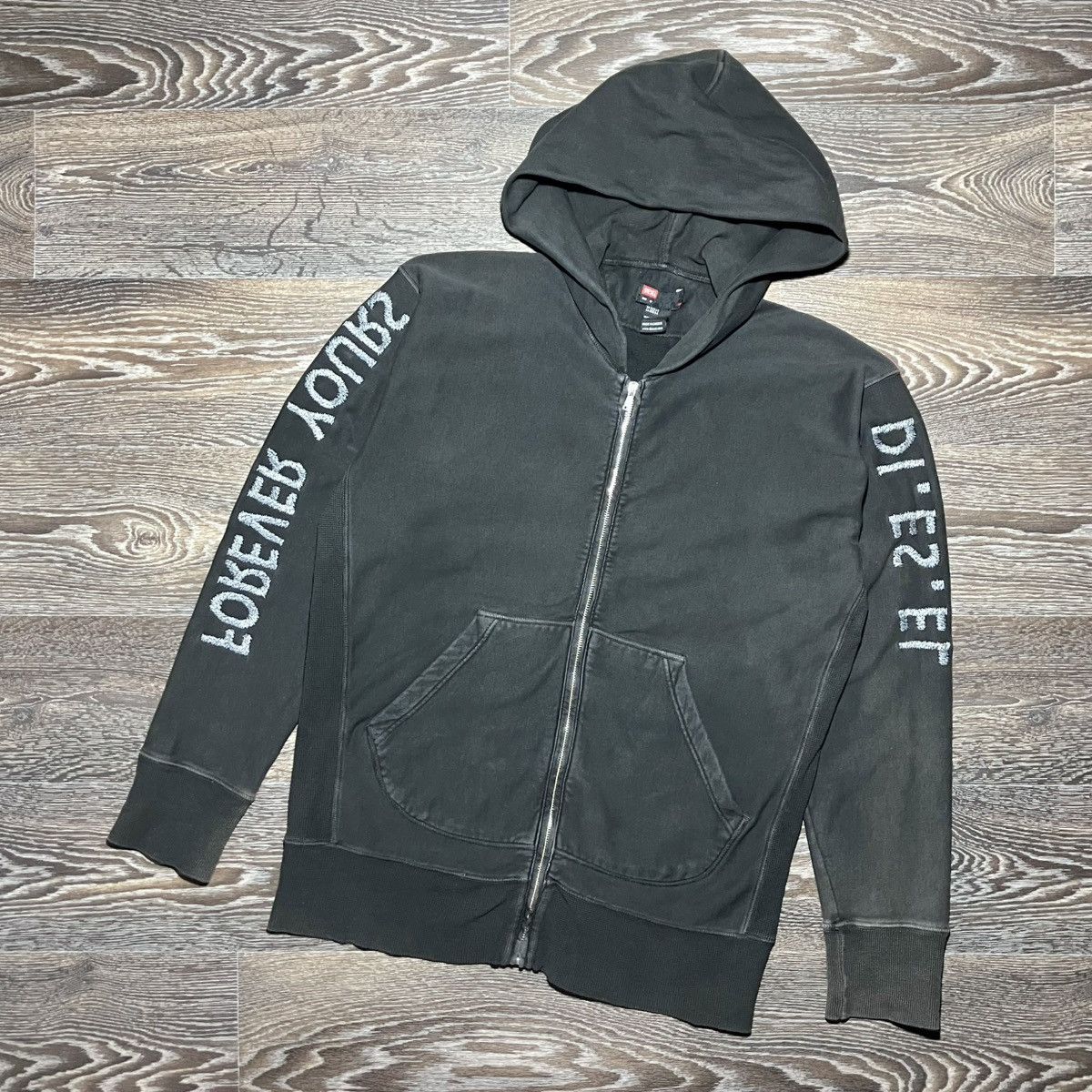 Diesel × Streetwear Vintage Diesel Zip Hoodie Opium Drip Leather