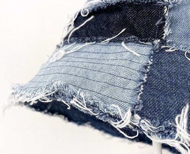Japanese Brand Denim patchwork distressed bucket hat Size ONE SIZE - 4 Thumbnail