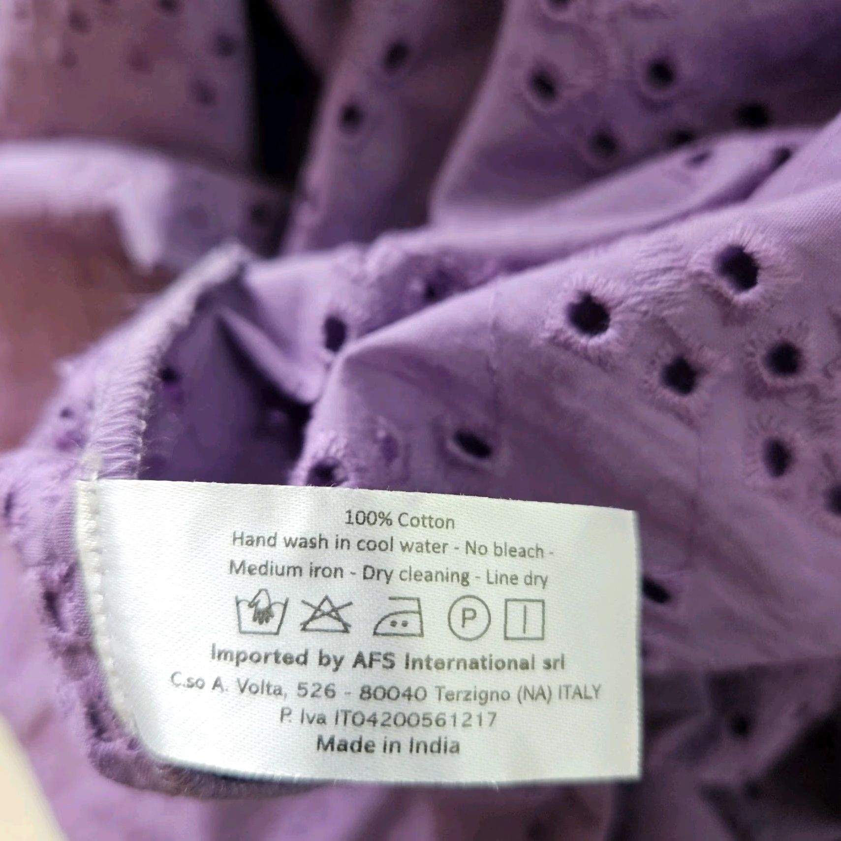 Vintage Miradonna Womens Cover Up One Size Solid Purple Eyelet Cotton Size ONE SIZE - 5 Thumbnail