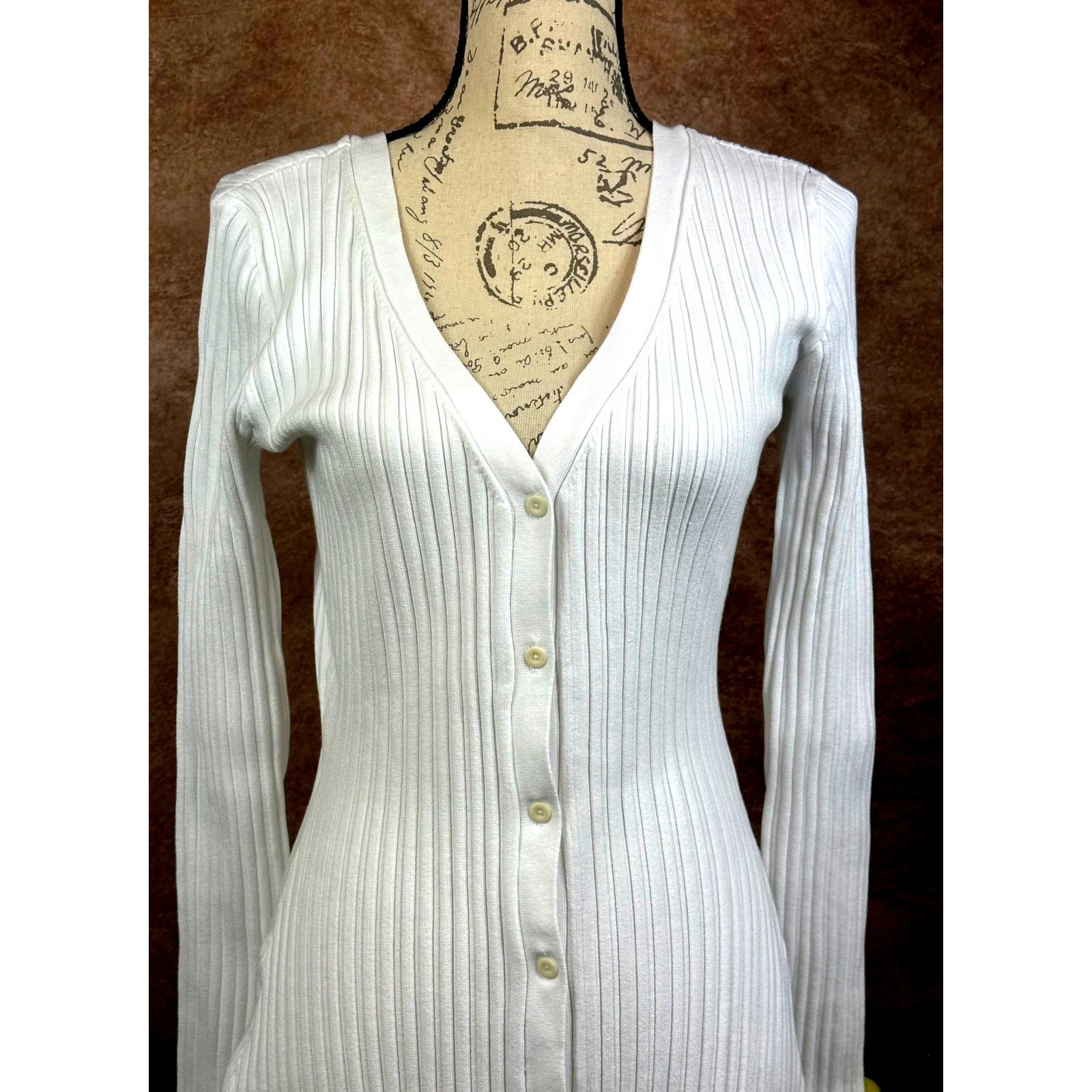 Other LITA By Ciara Rib Cardigan Button Front Midi Dress White M Size M / US 6-8 / IT 42-44 - 8 Thumbnail