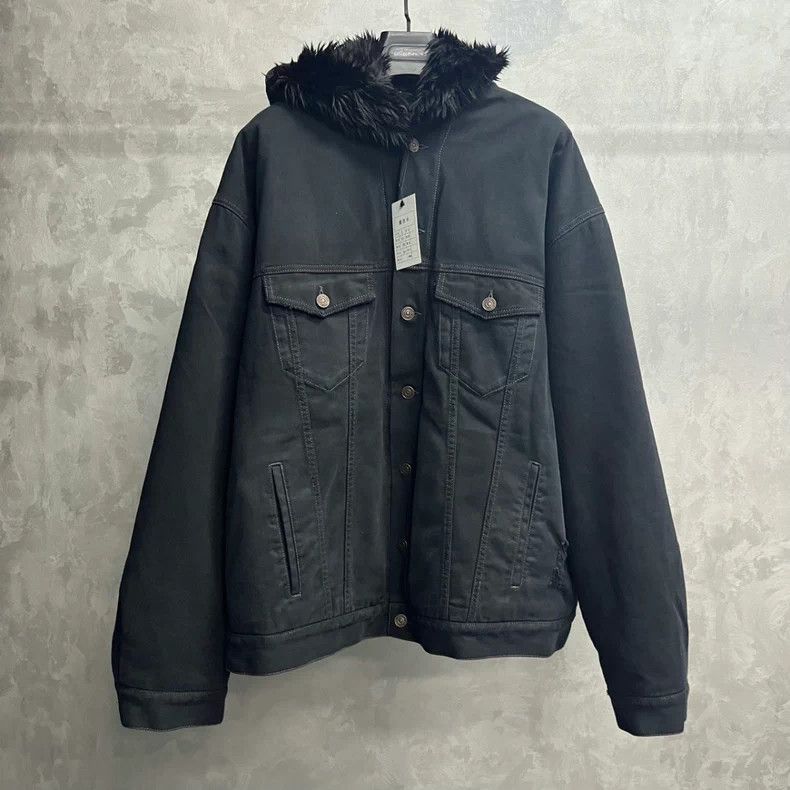 Balenciaga Balenciaga Black Fur Collar Denim Jacket Size US XS / EU 42 / 0 - 1 Thumbnail