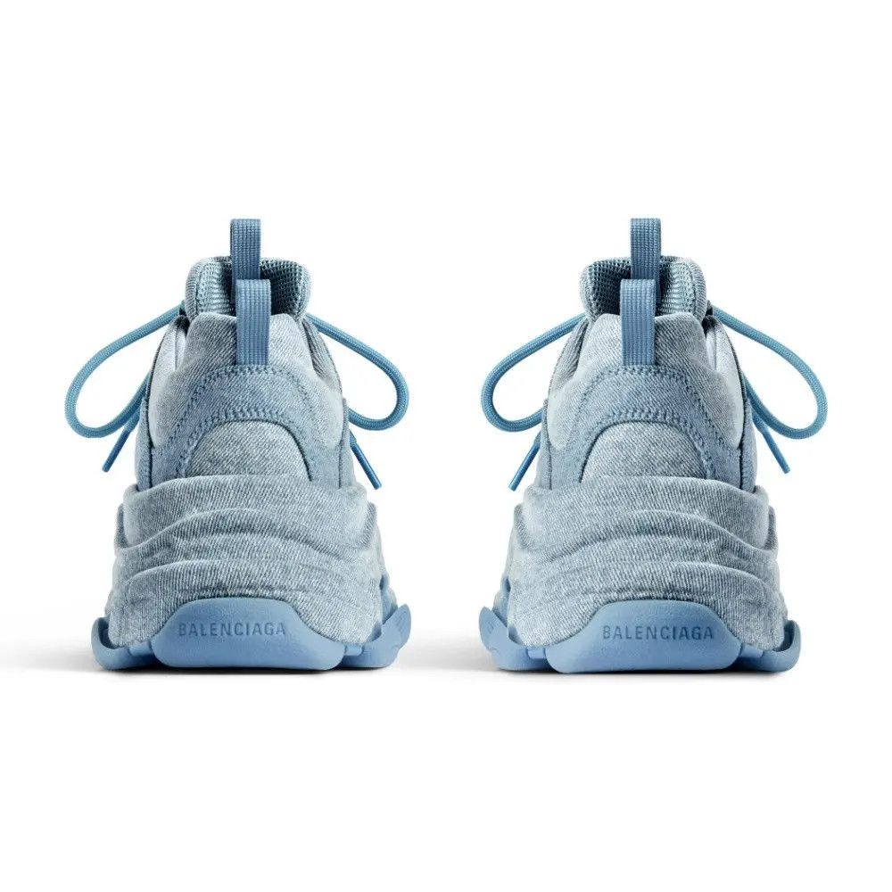 Balenciaga o1w1db10526 Triple S Denim Sneakers in Blue Size US 11 / EU 44 - 4 Thumbnail