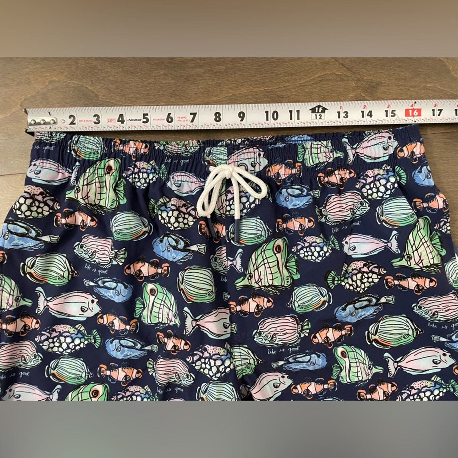 Life is Good Life Is Good Navy Whimsical Fish Swim Trunks Men Medium Size US 33 - 7 Thumbnail