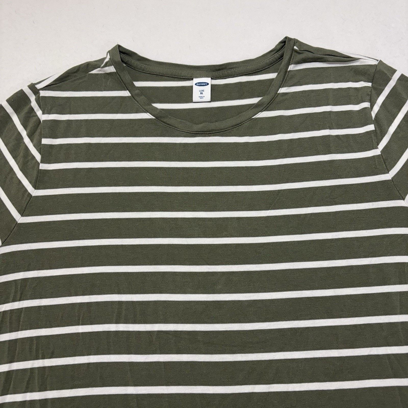 Old Navy Old Navy Luxe Women's XL T Shirt Green Striped Pullover Tee Size XL / US 12-14 / IT 48-50 - 2 Thumbnail