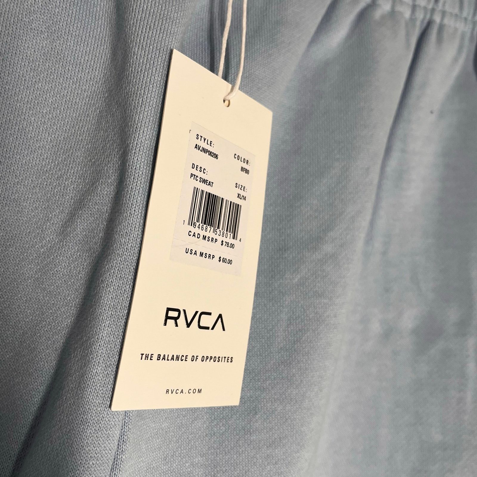 RVCA •NWT• RVCA PTC Sweat Pants in light Blue • Women’s XL Size 37" - 8 Thumbnail