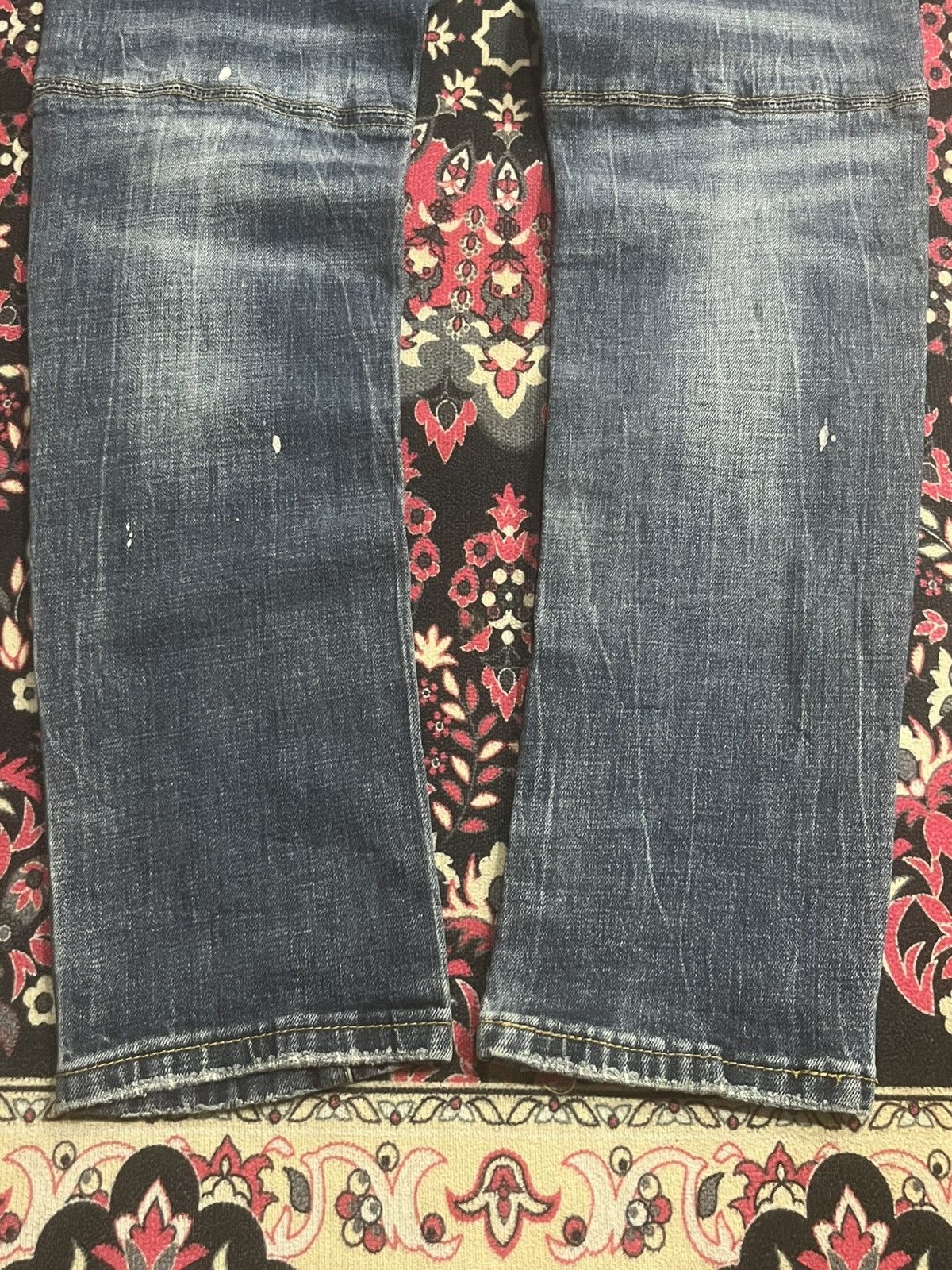 Dsquared2 Dsquared2 Blue Denim Slim Fit Paint Splatter Distressed Jean Size US 29 - 13 Thumbnail