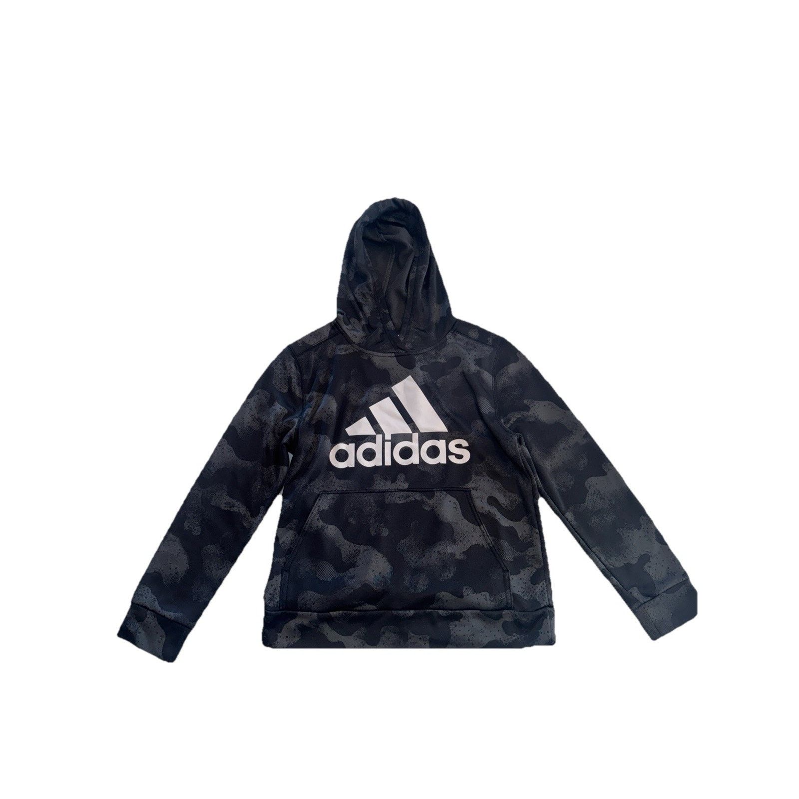 Adidas Boys Adidas Fleece Logo Gray Black Camo Hoodie M (10-12) Size US M / EU 48-50 / 2 - 1 Thumbnail