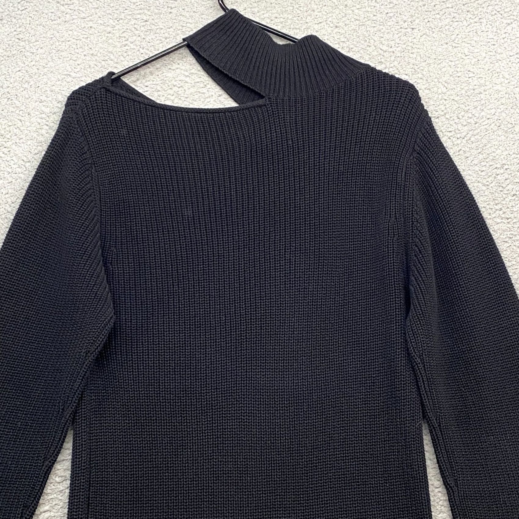 Rta RtA Rib Knit Sweater Dress Womens Small Black Cut Out Mock Neck Long Sleeve Knee Length Size S / US 4 / IT 40 - 6 Thumbnail