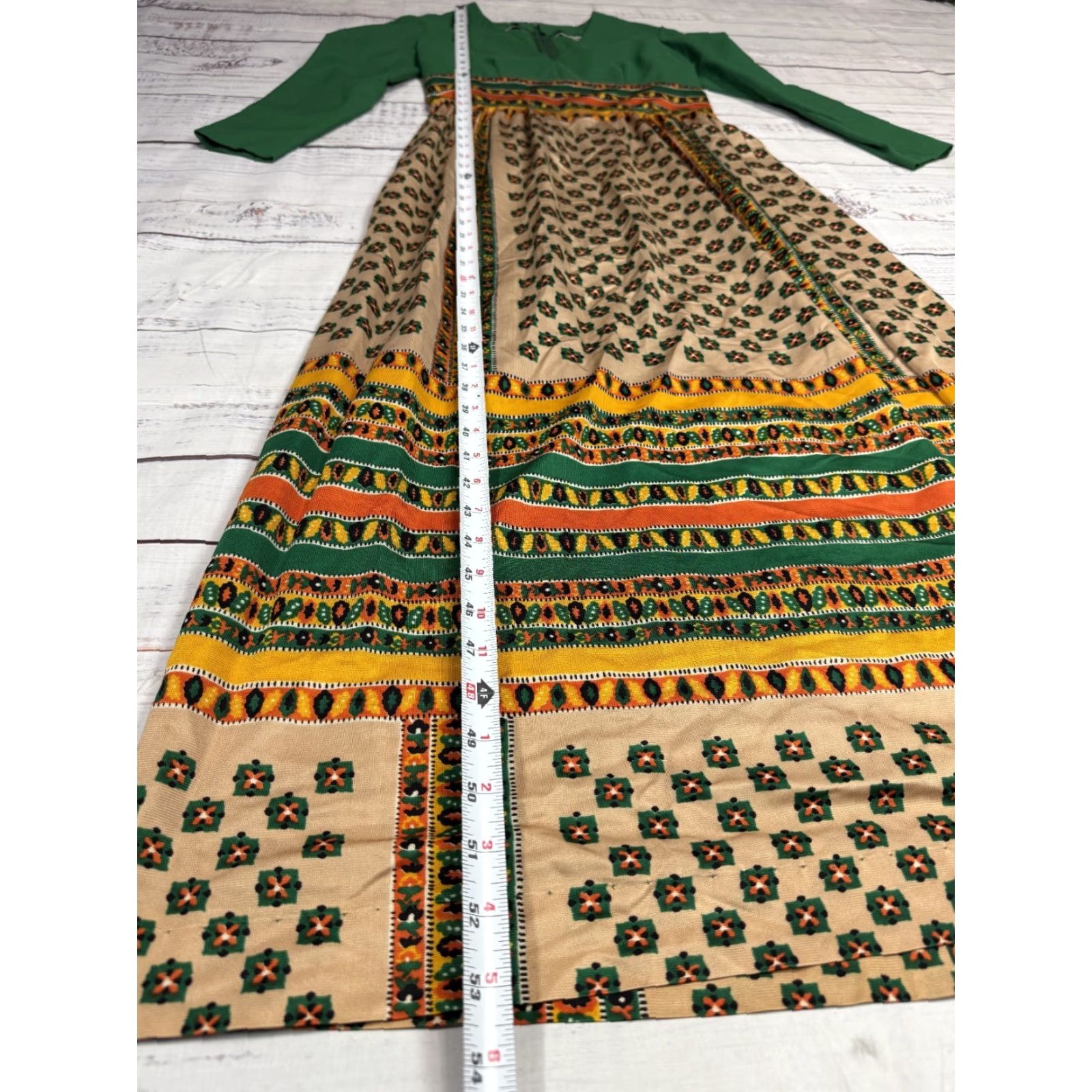 Vintage VINTAGE Green Long Maxi Dress Hippie Peasant V-Neck Back Zip XS Womens Size XS / US 0-2 / IT 36-38 - 5 Thumbnail