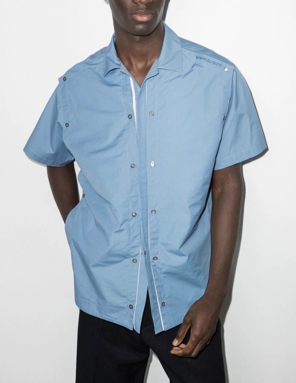 Y/Project Y/project Misaligned Buttons Striped Lining M New Size US M / EU 48-50 / 2 - 2 Thumbnail