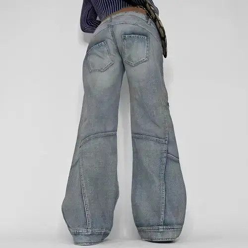Designer Retro washed distressed irregular pocket cargo jeans Size 26" / US 2 / IT 38 - 2 Thumbnail
